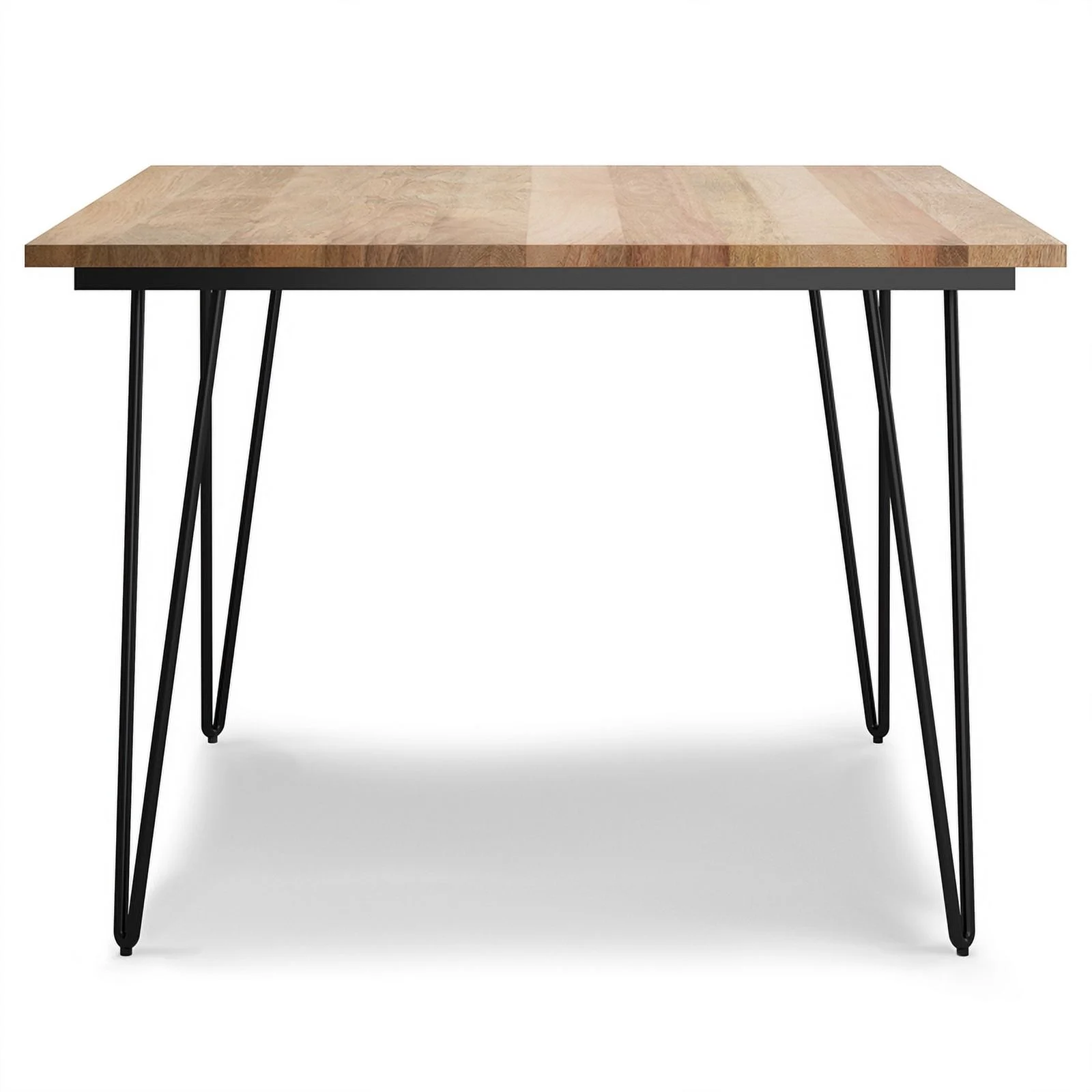 Pemberly Row Square Contemporary Metal/Wood Dining Table in Brown