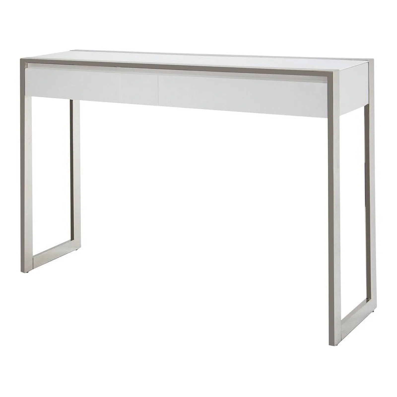 Maklaine Modern Engineered Wood Console Table in Glossy White
