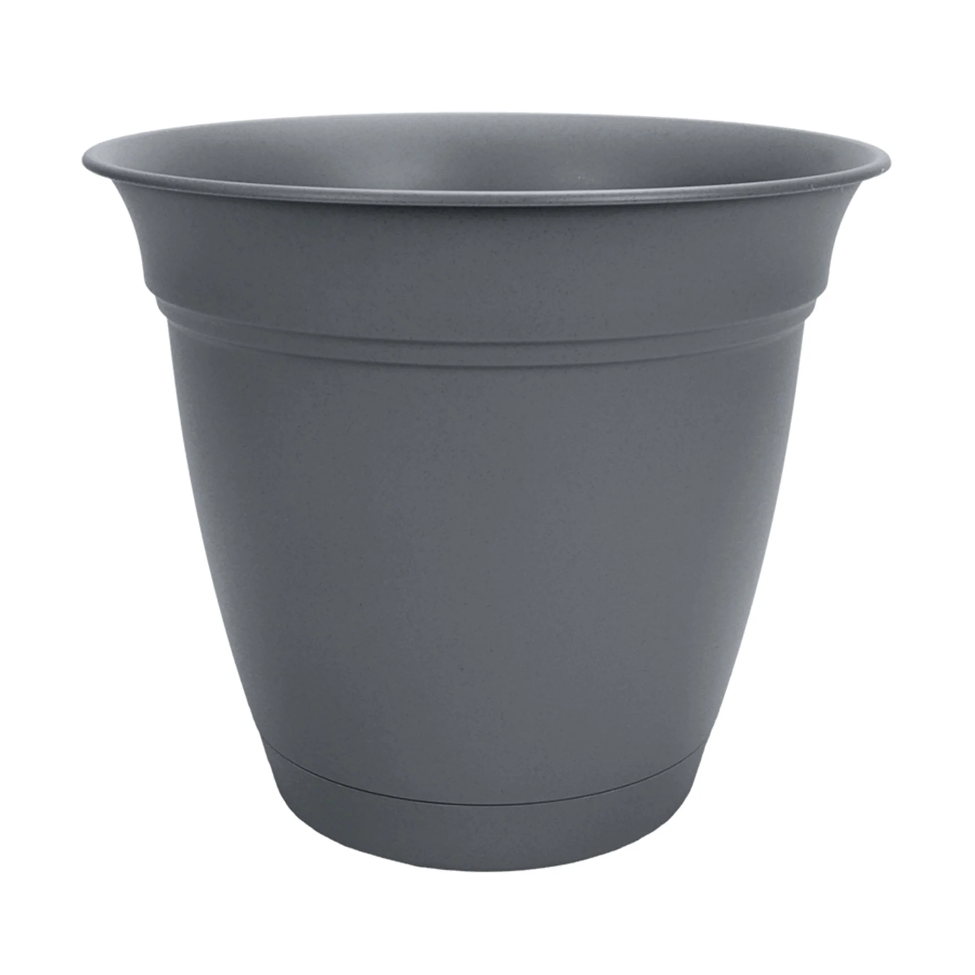HC Companies 12 In Eclipse Planter w/ Attached Saucer, Warm Gray (2 Pack)