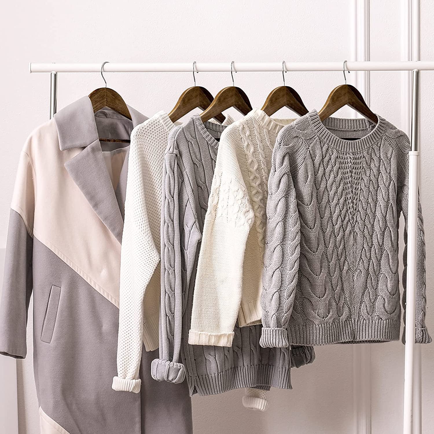 cozymood Hangers Wooden Hangers 20 Pack Wooden Clothes Hanger Wooden Hanger Bulk Walnut Smooth Finish Wood Hangers Premium Wooden Hangers for Clothes Suit