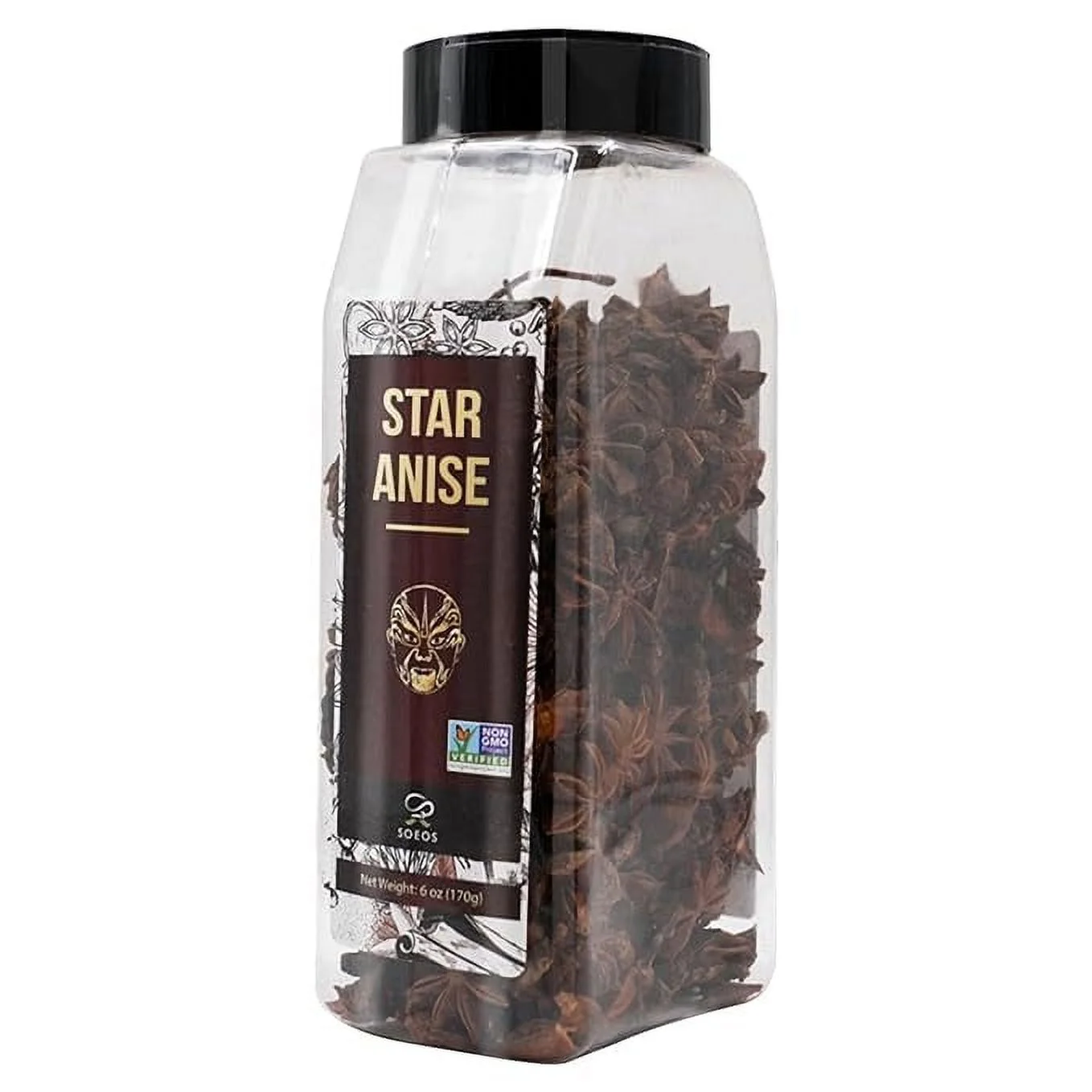 Soeos Star Anise Seeds 6oz (170g), Non-GMO Verified, Great for Baking and Tea, Anis Estrella, Whole Chinese Star Anise Pods, Dried Anise Star Spice, Chinese Star Anise, Star Anise Bulk, Anise Star.