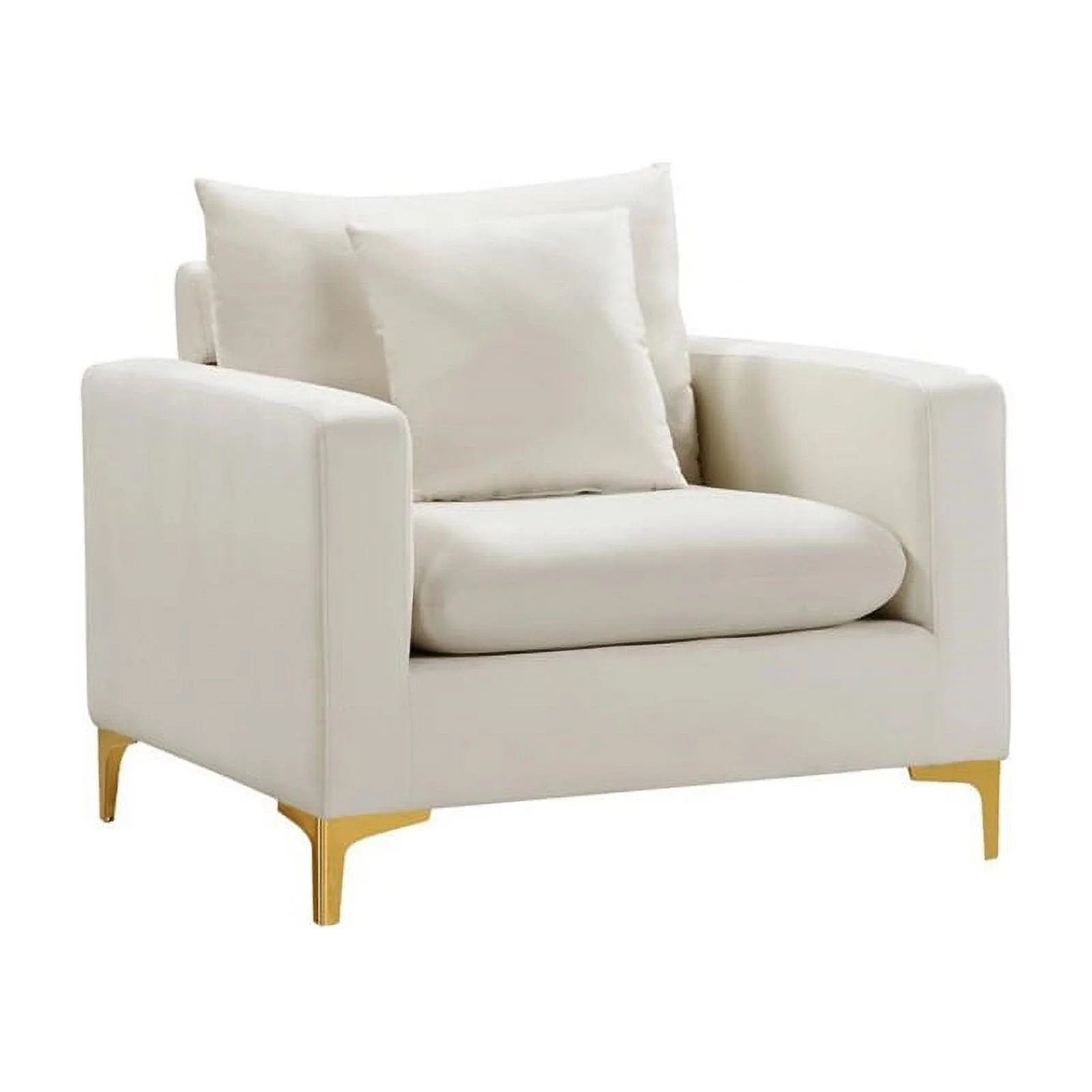 Home Square 2-Piece Furniture Set with Velvet Loveseat & Chair in Cream