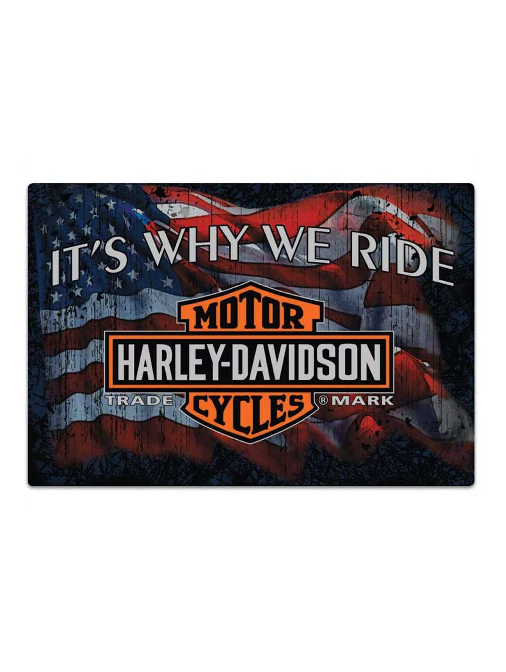 Harley-Davidson Why We Ride Embossed Flag Tin Sign, 17 x 12.5 inches 2012071, Harley Davidson