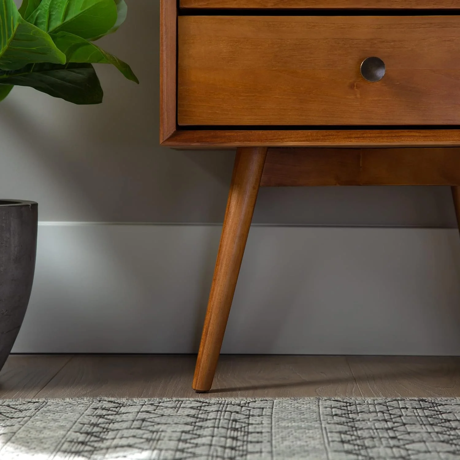 Modern 2-Drawer Solid Wood Nightstands Caramel Finish