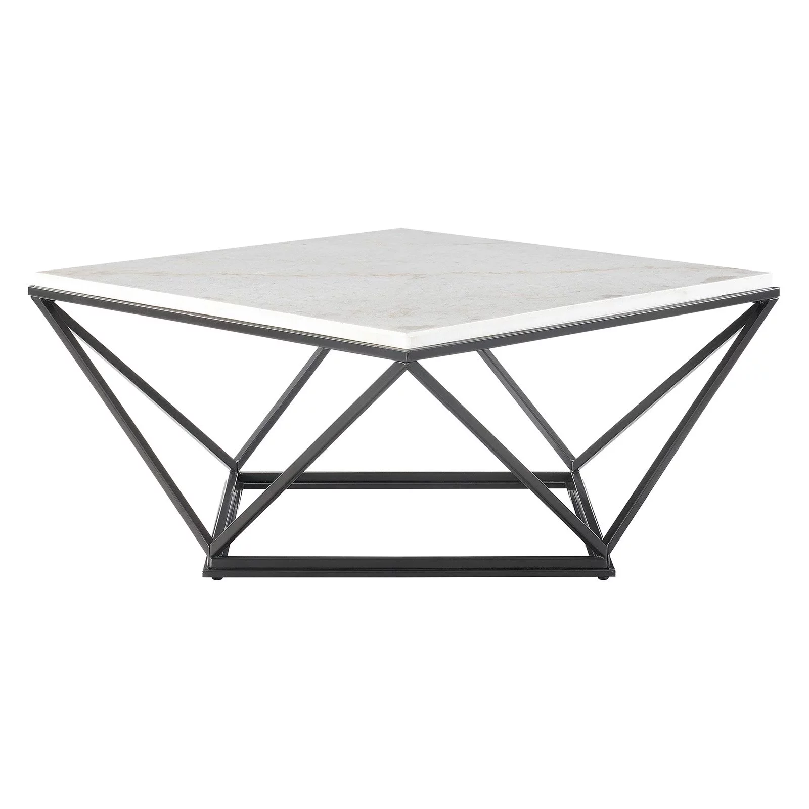 Picket House Furnishings Conner Square Marble Top Coffee Table in White/Black