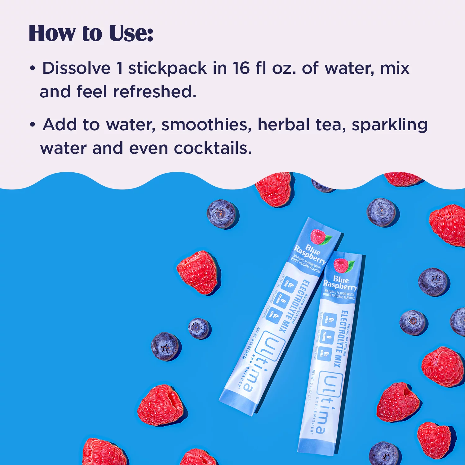 Ultima Replenisher Electrolyte Powder, Sugar Free Hydration Packets, Blue Raspberry, 10 Stickpacks