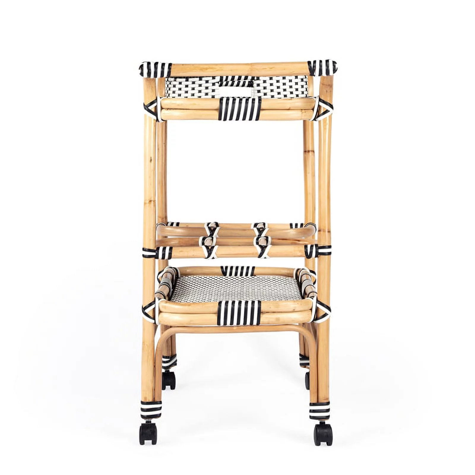 Beaumont Lane Black & White Rattan Bar Cart