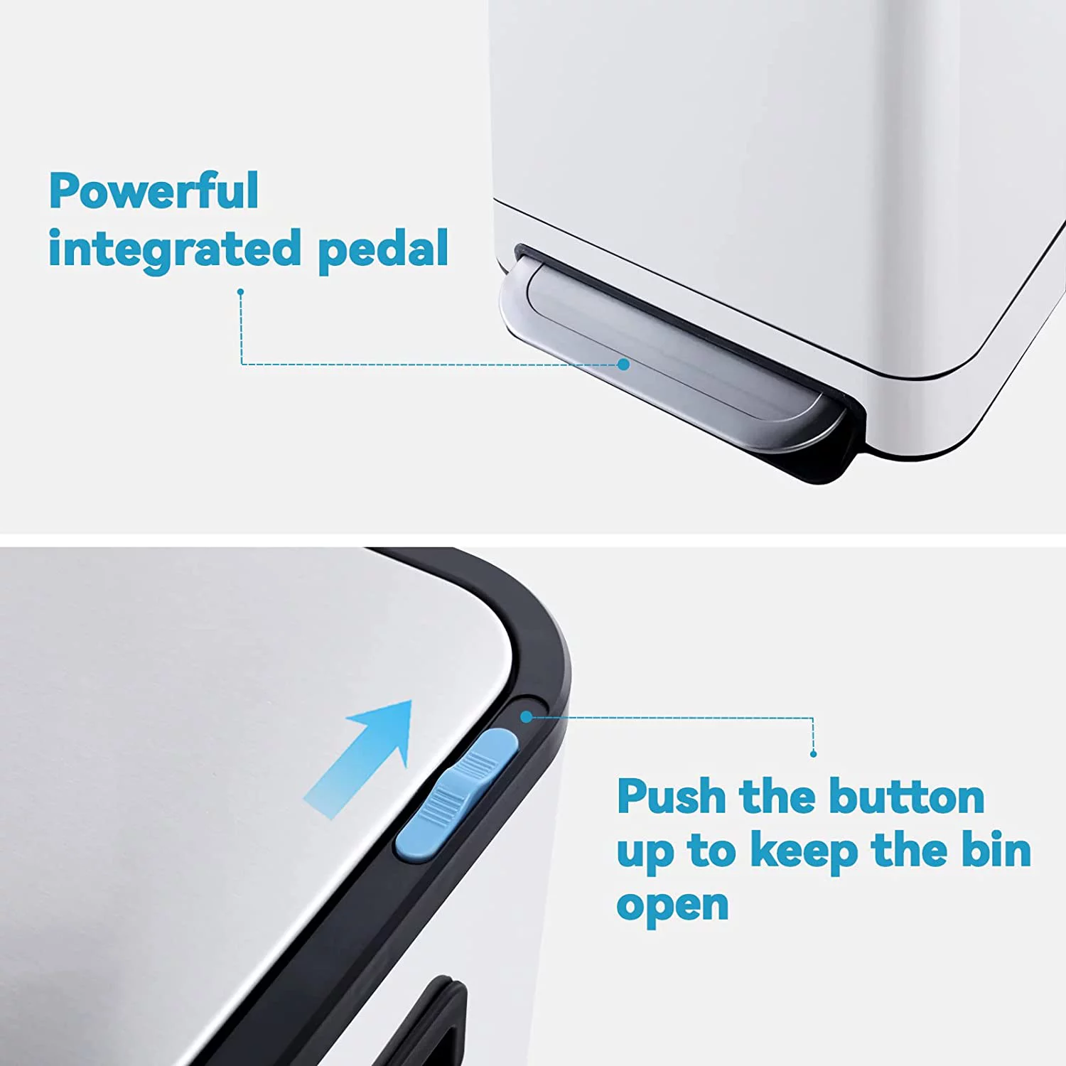 Trash Can, Stainless Steel Garbage Bin with Soft Slow Lid, Durable Pedal, Removable Plastic Inner Bucket Waste Bin for Office, Kitchen, 13.2 Gallon/50 Liter