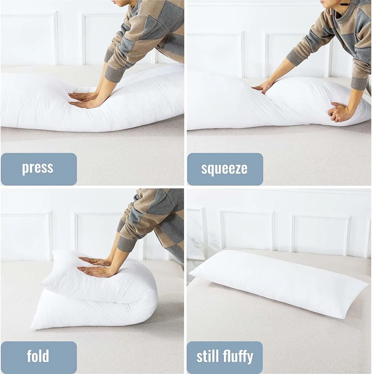 Shredded Memory Foam Body Pillow, Extra Large, Ultra Plush, White, Rest Haven Sleeping