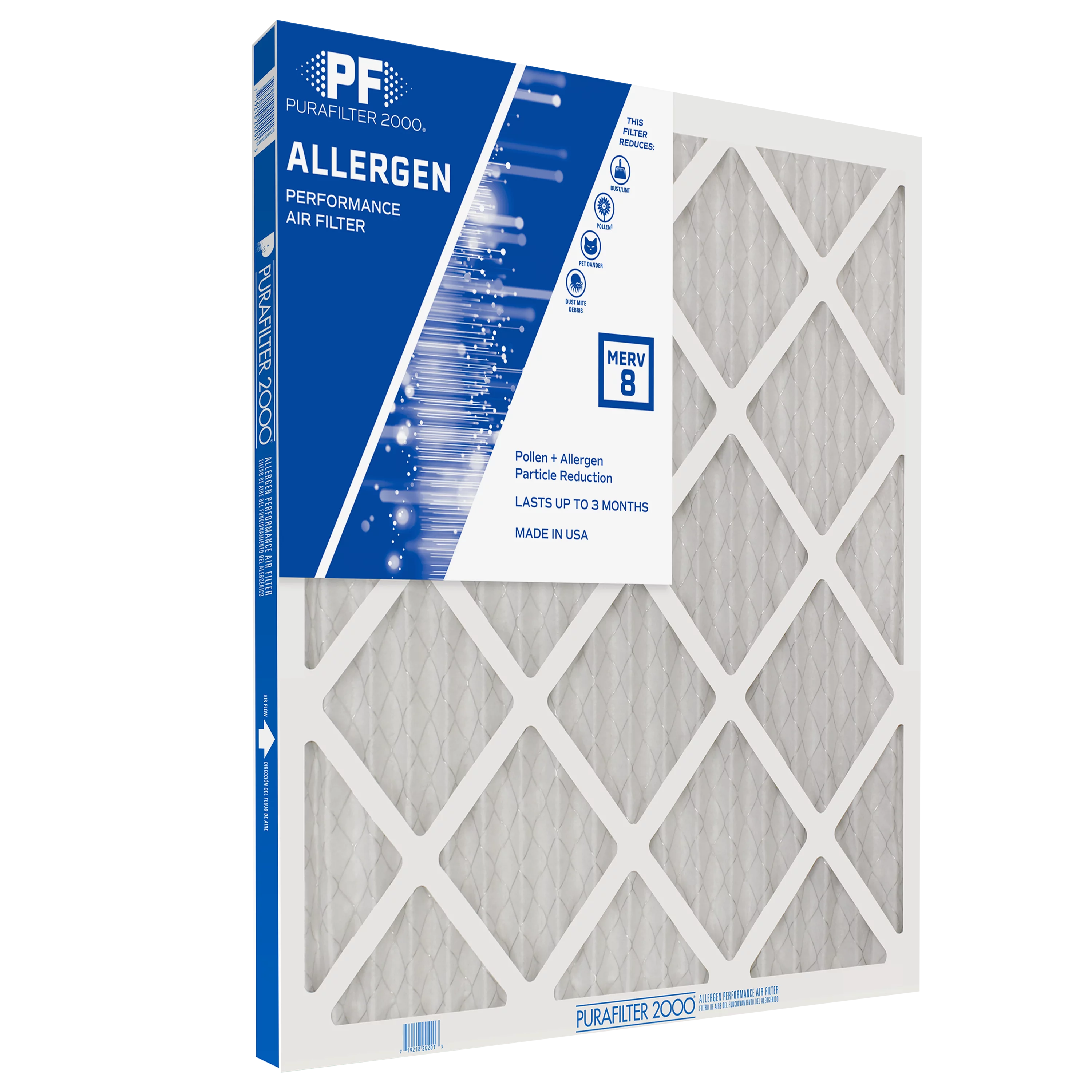12x24x1 (11.75 x 23.75) PURAFILTER 2000® Allergen 8000 MERV 8 Air Filter