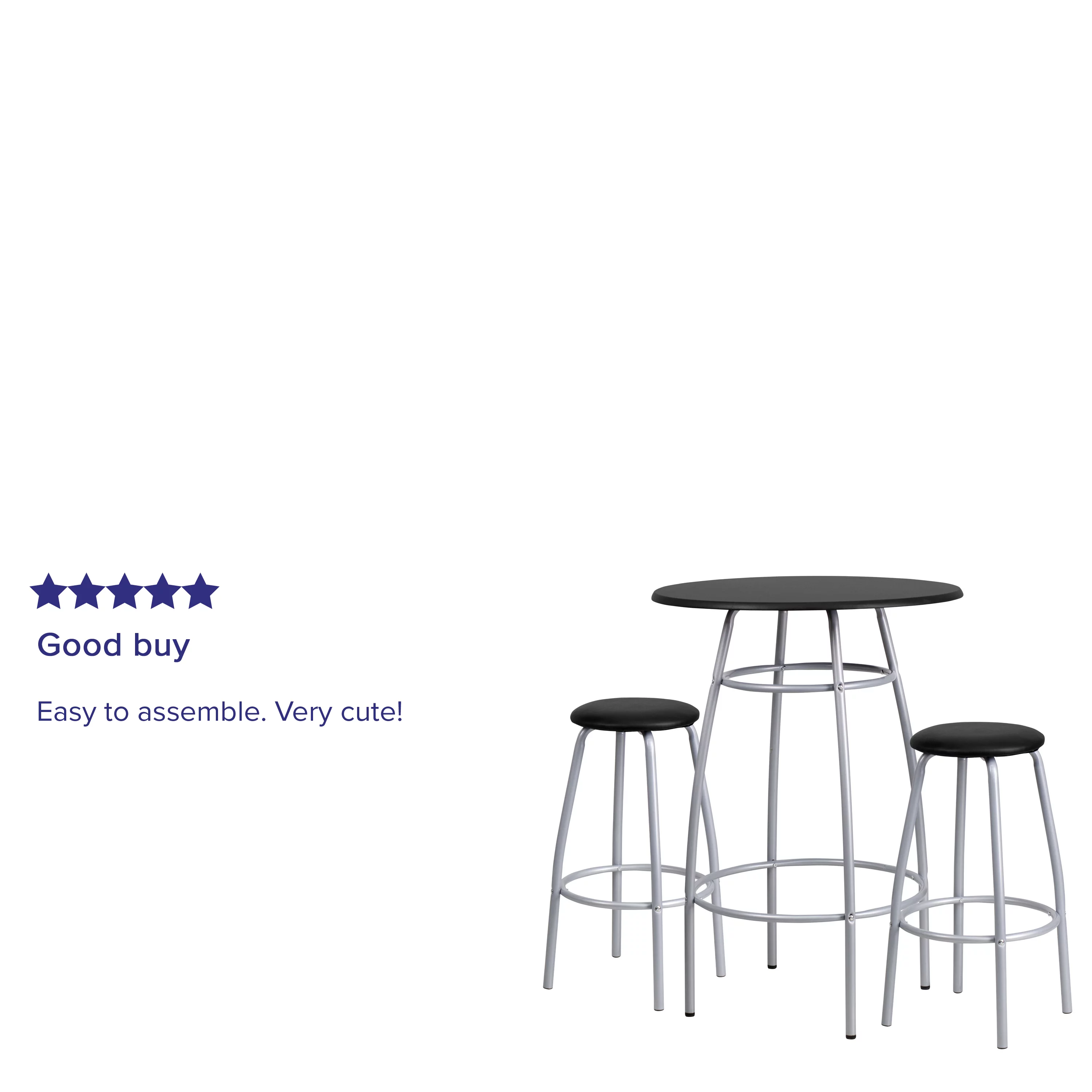 Flash Furniture Daria Bar Height Table Set with Padded Stools