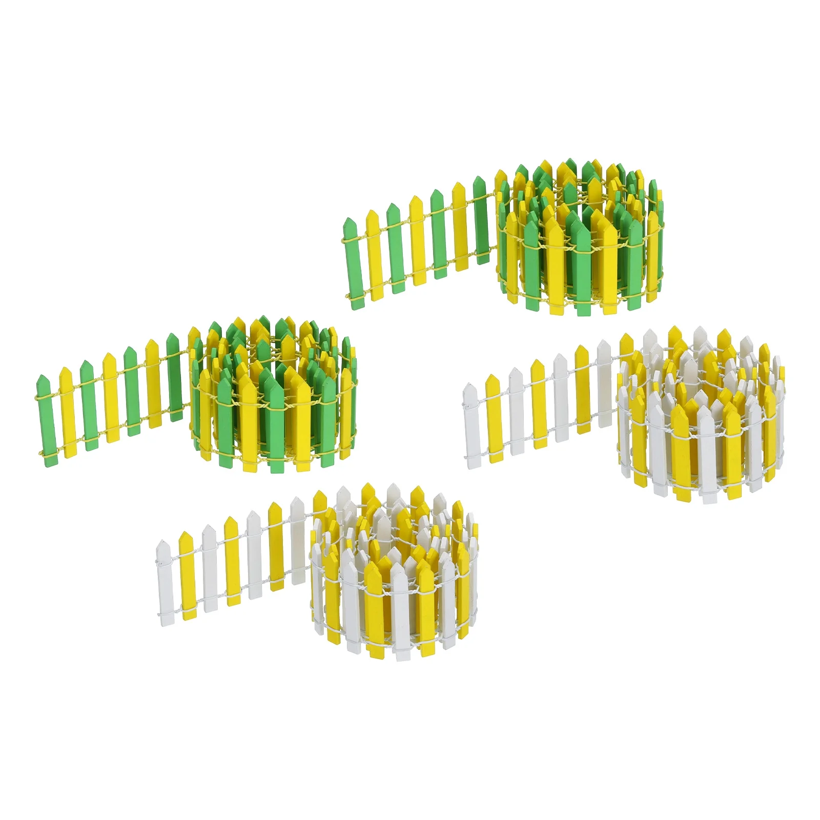 Uxcell 4pcs 35 Inch Miniature Garden Fence, Mini Ornament Wood Picket Fence Light Yellow White, Light Green Yellow