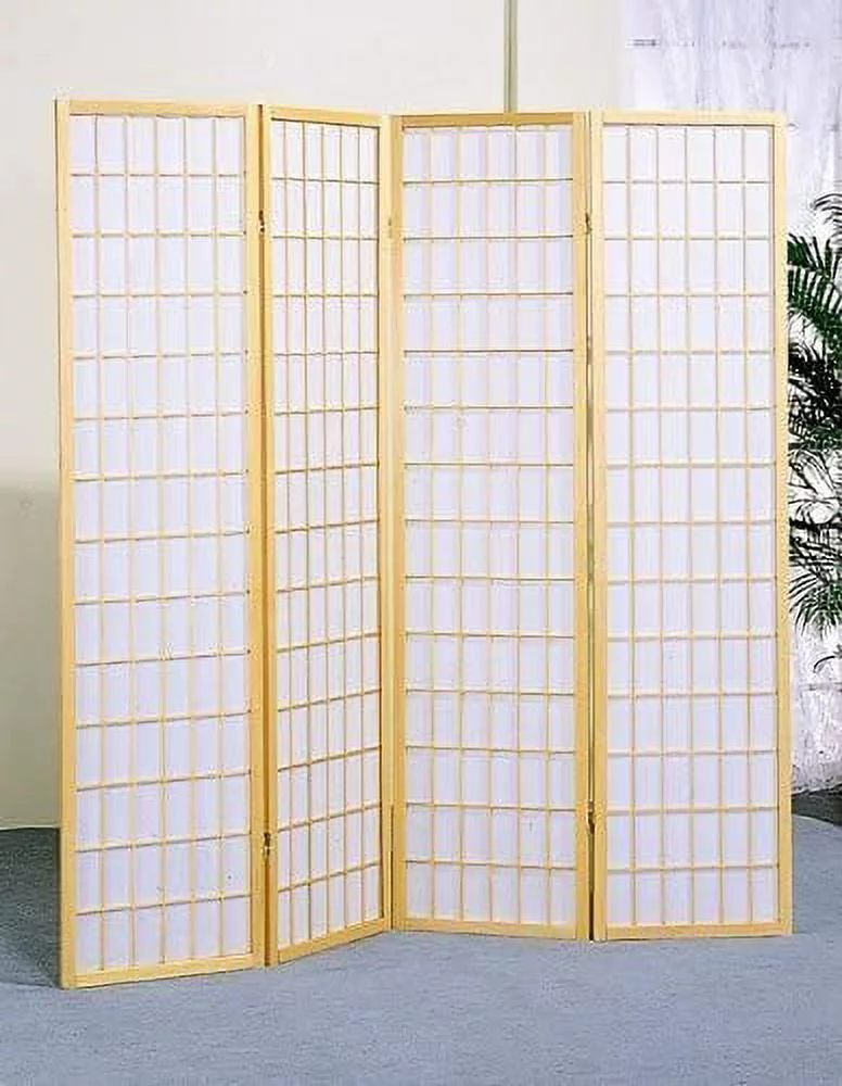 U-SHARE Panel Shoji Screen Room Divider 3-10 Panel (4 Panel, Black, White, Cherry, Natural)