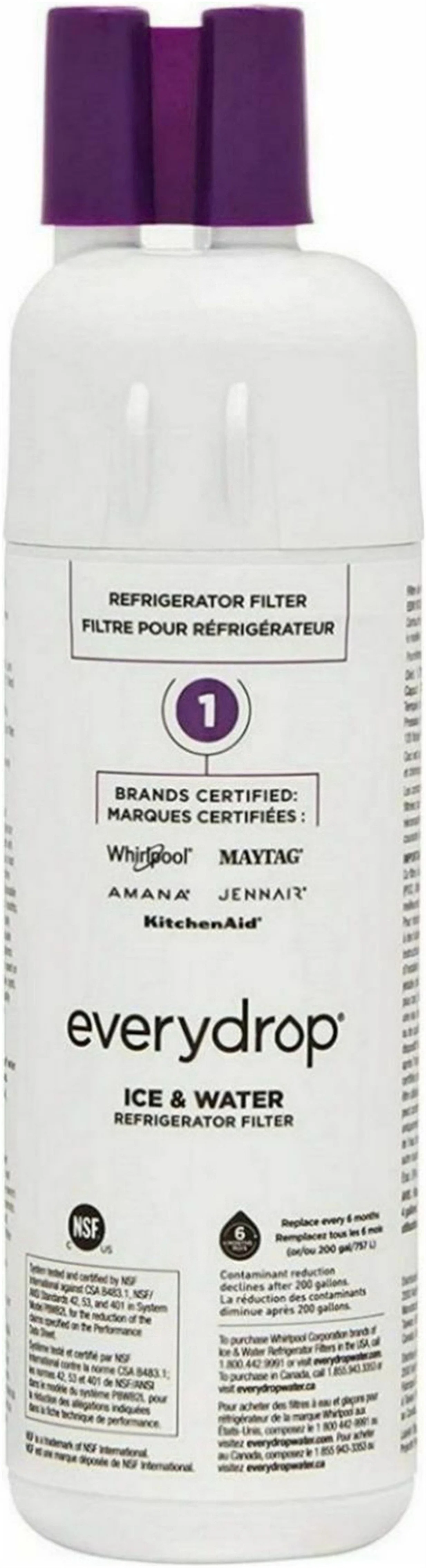 EDR1RXD1 Water Filter Replacement 1 Compatible with W10295370A W10295370 EDRIRXD1B 9081 46-9081 469081 46-9930 469930 9930 P5WB2L P8RFWB2L P8WB2L P4RFWB P5WB12NL EDRD101G1W, 2Pack