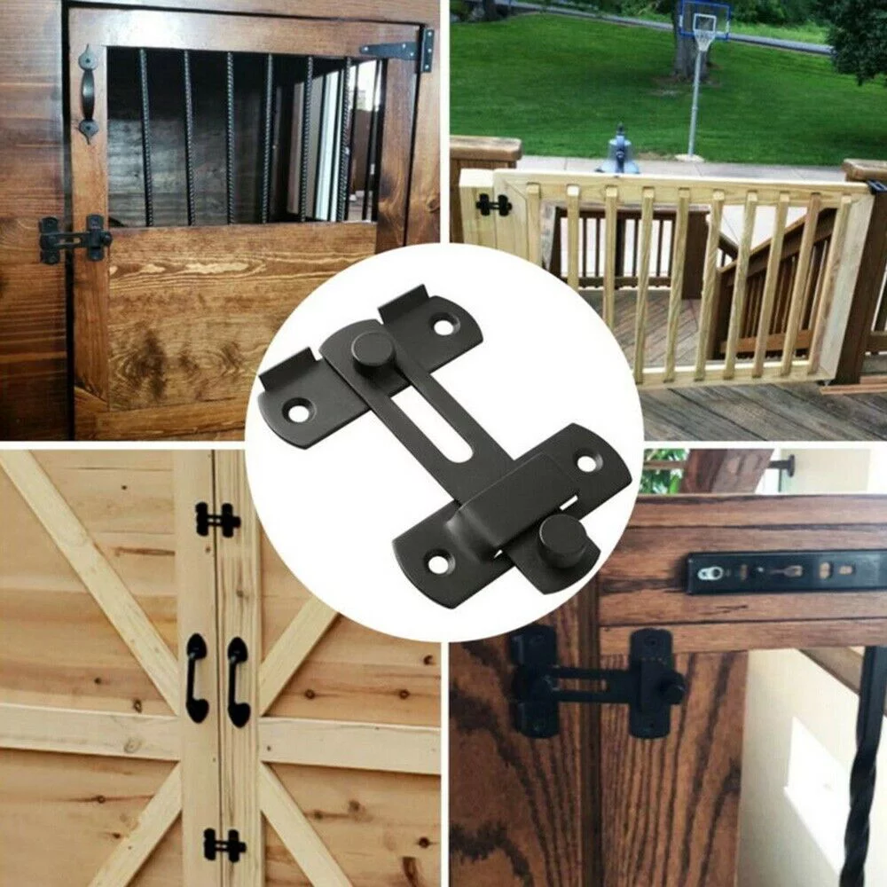 Steel Door Latch Sliding Door Lock For Sliding Barn Wood Door Gate Matte Black