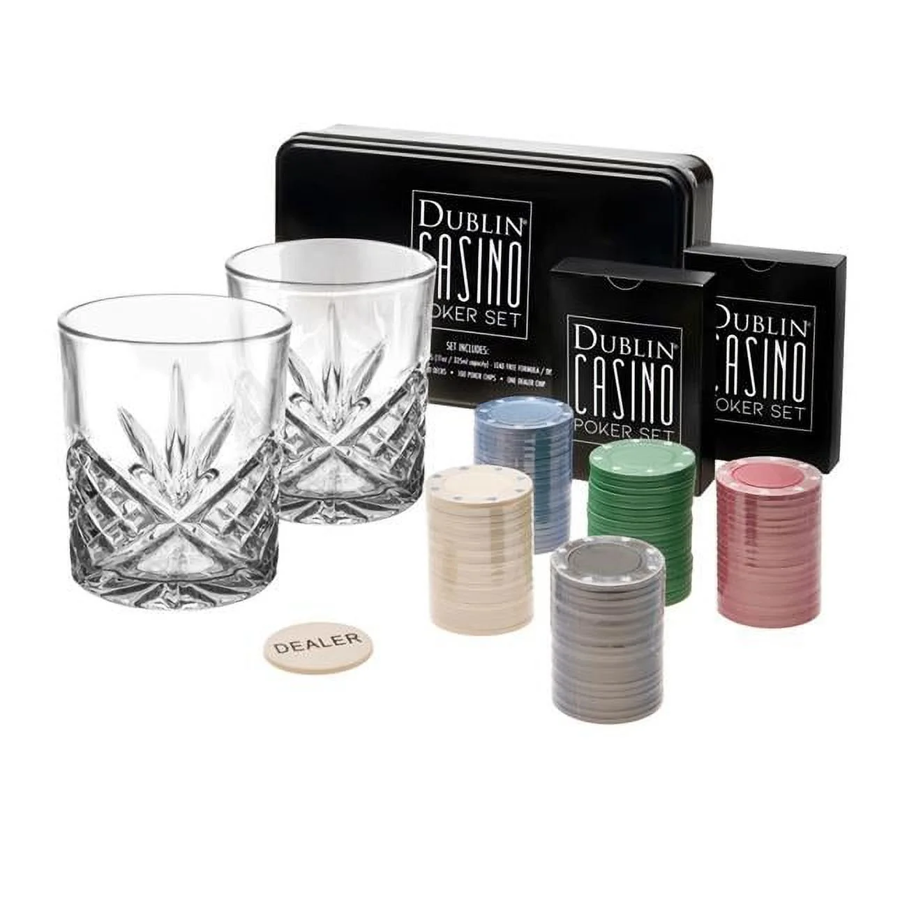 Godinger  Dublin Crystal Casino Poker Set - Ser of 2