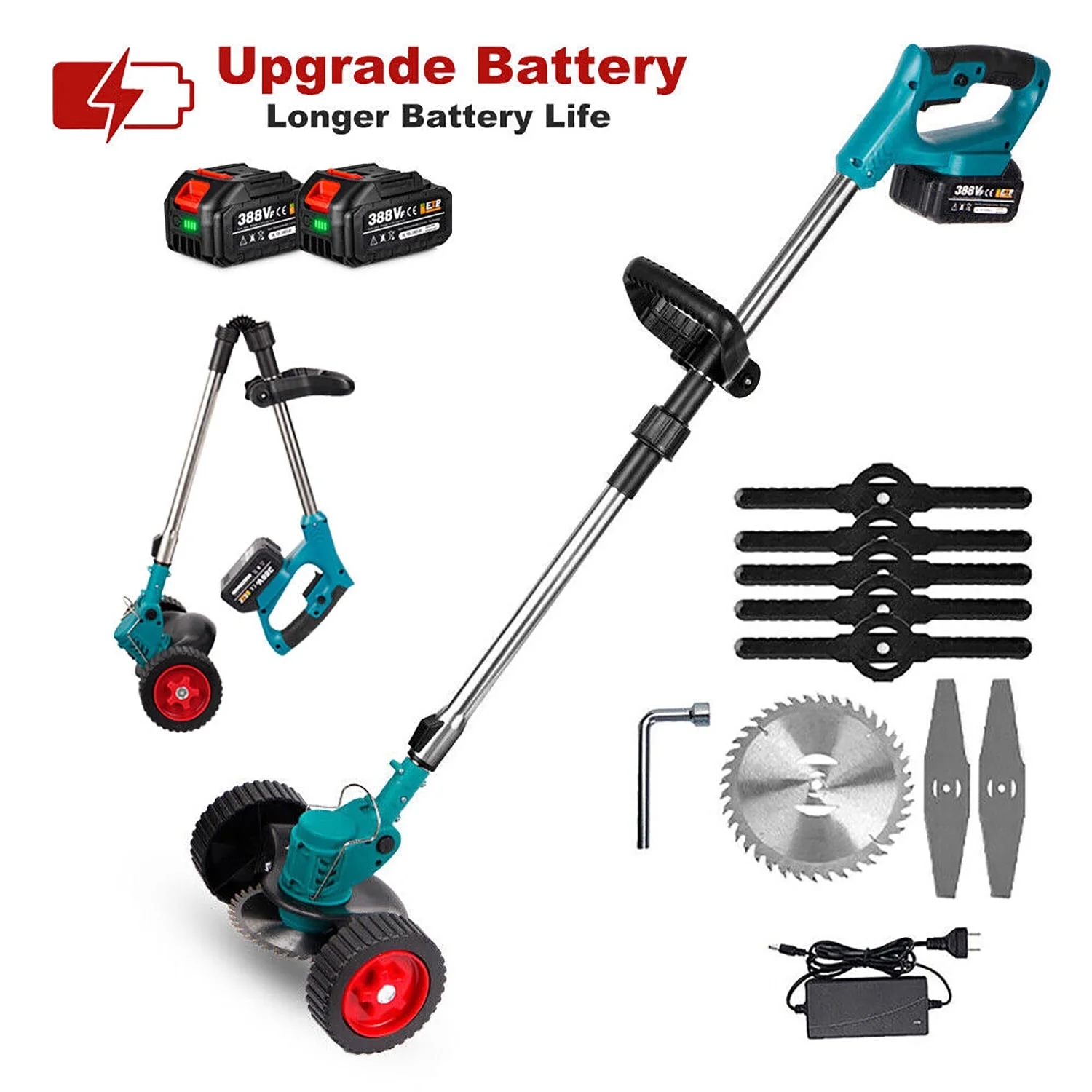 ONEVAN Cordless Electric Weed Eater, Lawn Edger Grass Trimmer Battery Powered