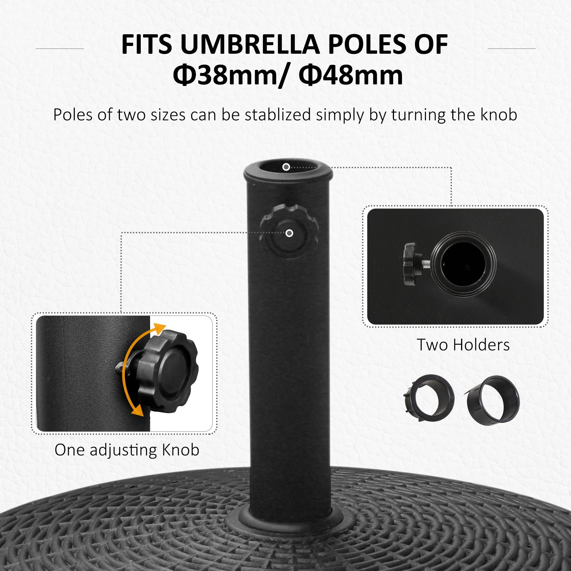 Outsunny 50 lbs. Umbrella Base, Heavy Duty Umbrella Stand, Black