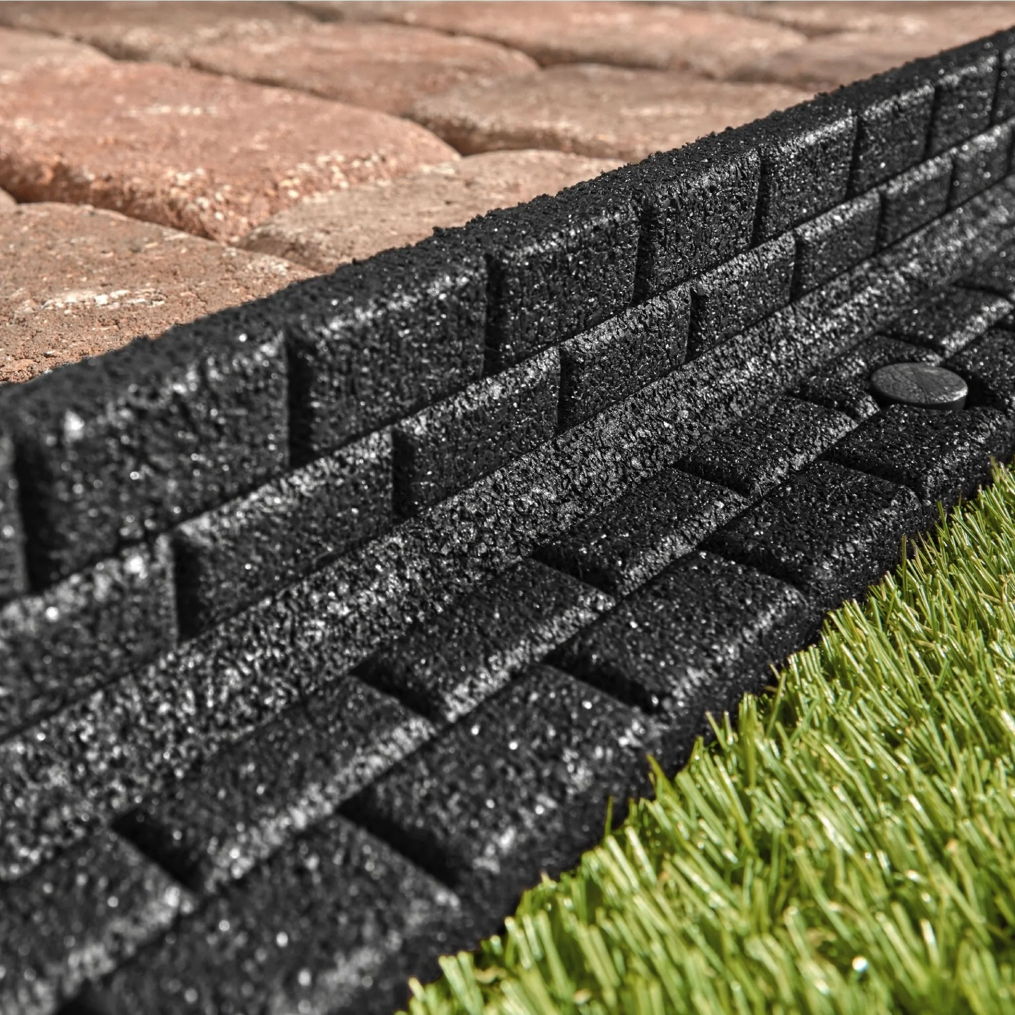 GroundSmart Brickface Landscape Edging, 4' Black Rubber Garden Edging Border, 48 pack