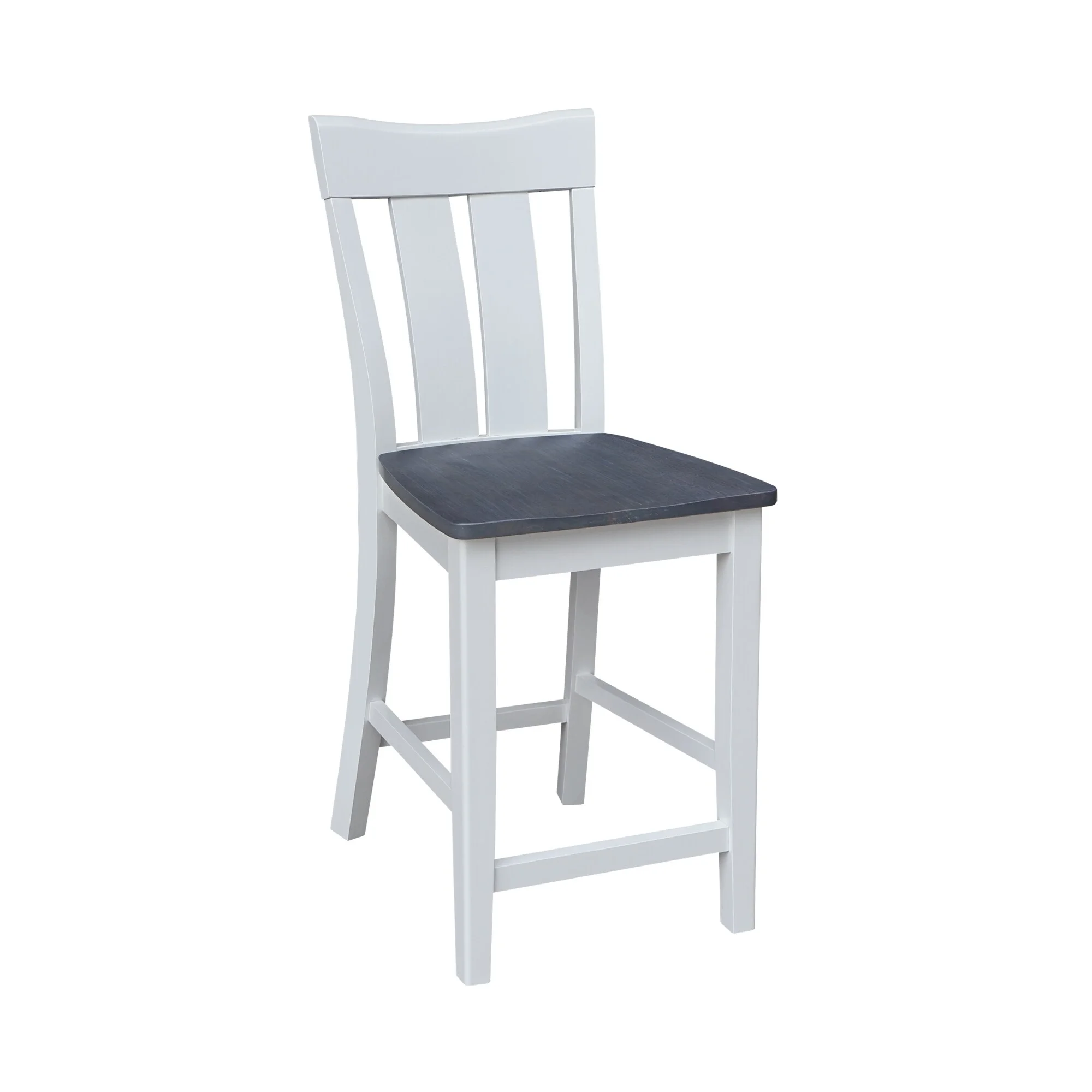 International Concepts Solid Wood Ava Stool White/Heather Gray Counter height, Counter Height
