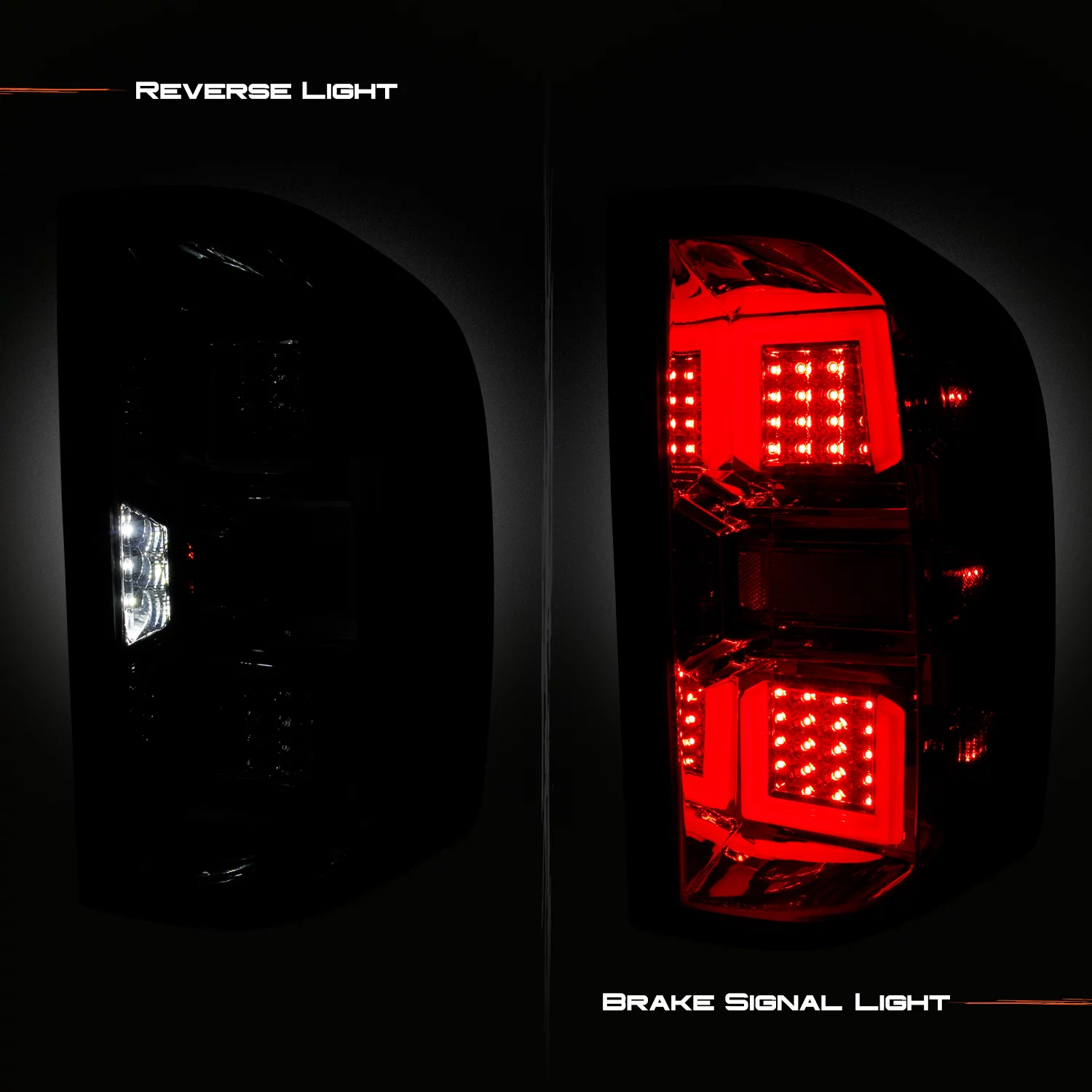 AKKON - Fits 2007-2014 Chevy Silverado 1500 2500HD 3500HD [Full LED] Tube Signal Reverse parking Chrome Tail Lights Pair