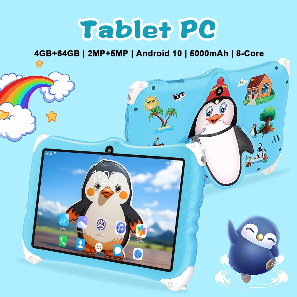 moobody Tablet 7 inch Android 10 4GB+64GB, High Clear Screen, Learning Tablet with 5000mAh Battery, Safe for Kids