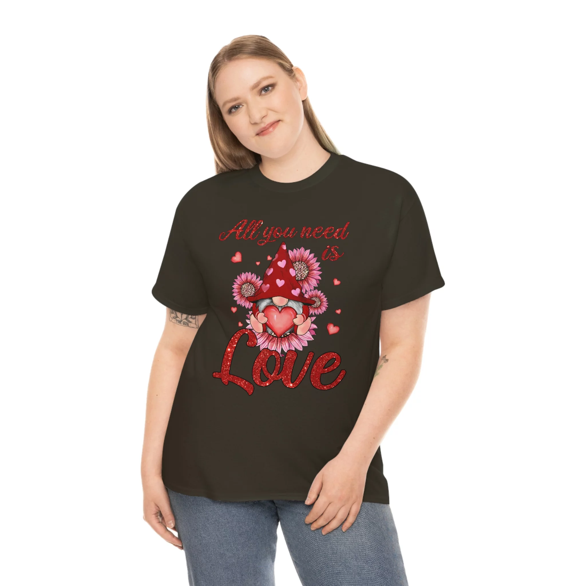 Familyloveshop LLC, All You Need Is Love Gnome Valentine Shirt, Gnome Valentine's Day Shirt, Women Valentine's Day Shirt, Men And Women T-shirt