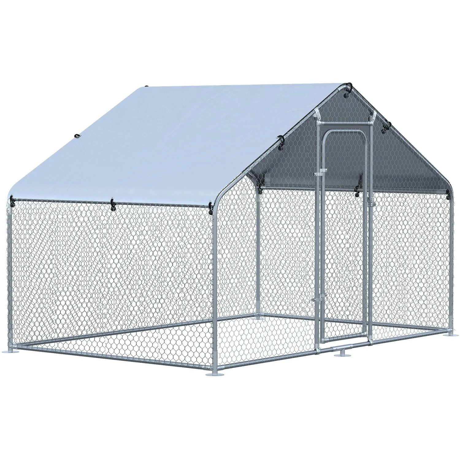 YLtoohoom PawHut Large  Coop Metal  Run with Waterproof and Anti-UV Cover  Spire Shaped Walk-in Fence Cage Hen House for Outdoor and Yard Farm Use  1.26” Tube Diameter  9.8‘ x 6.6‘ x 6.4‘
