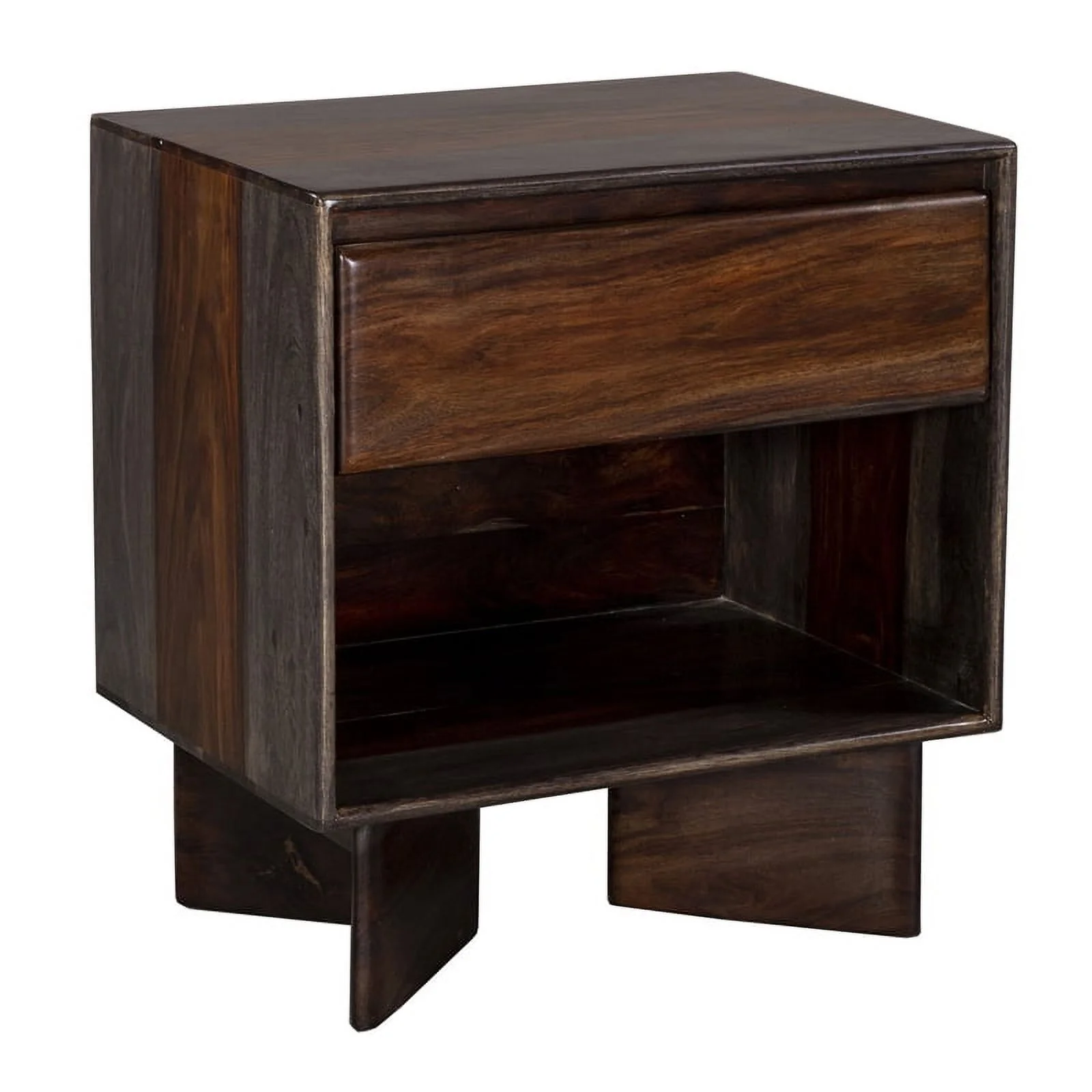 Porter Designs Cambria Solid Sheesham Wood Nightstand - Gray