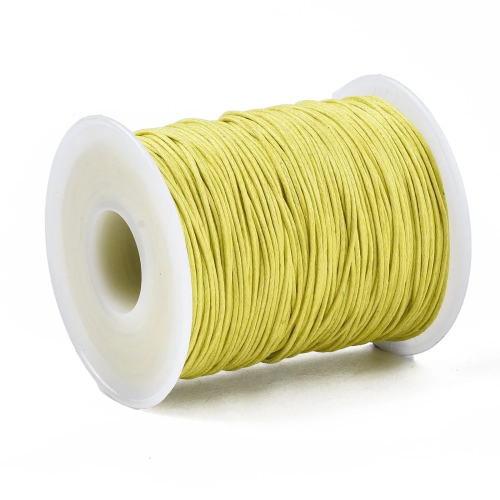 1Roll Waxed Cotton Thread Cords Macrame Artisan String for Jewelry Making Yellow 1mm about 100yards/roll