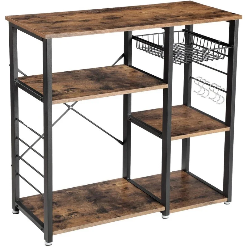 3-Tier Industrial Kitchen Baker's Rack Utility Microwave Oven Stand Storage Cart Workstation Shelf, Vintage