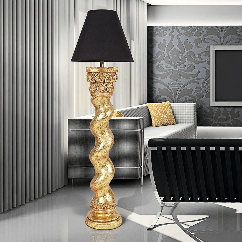 Design Toscano Bernini Barley Twist Column Gold Leaf Floor Lamp