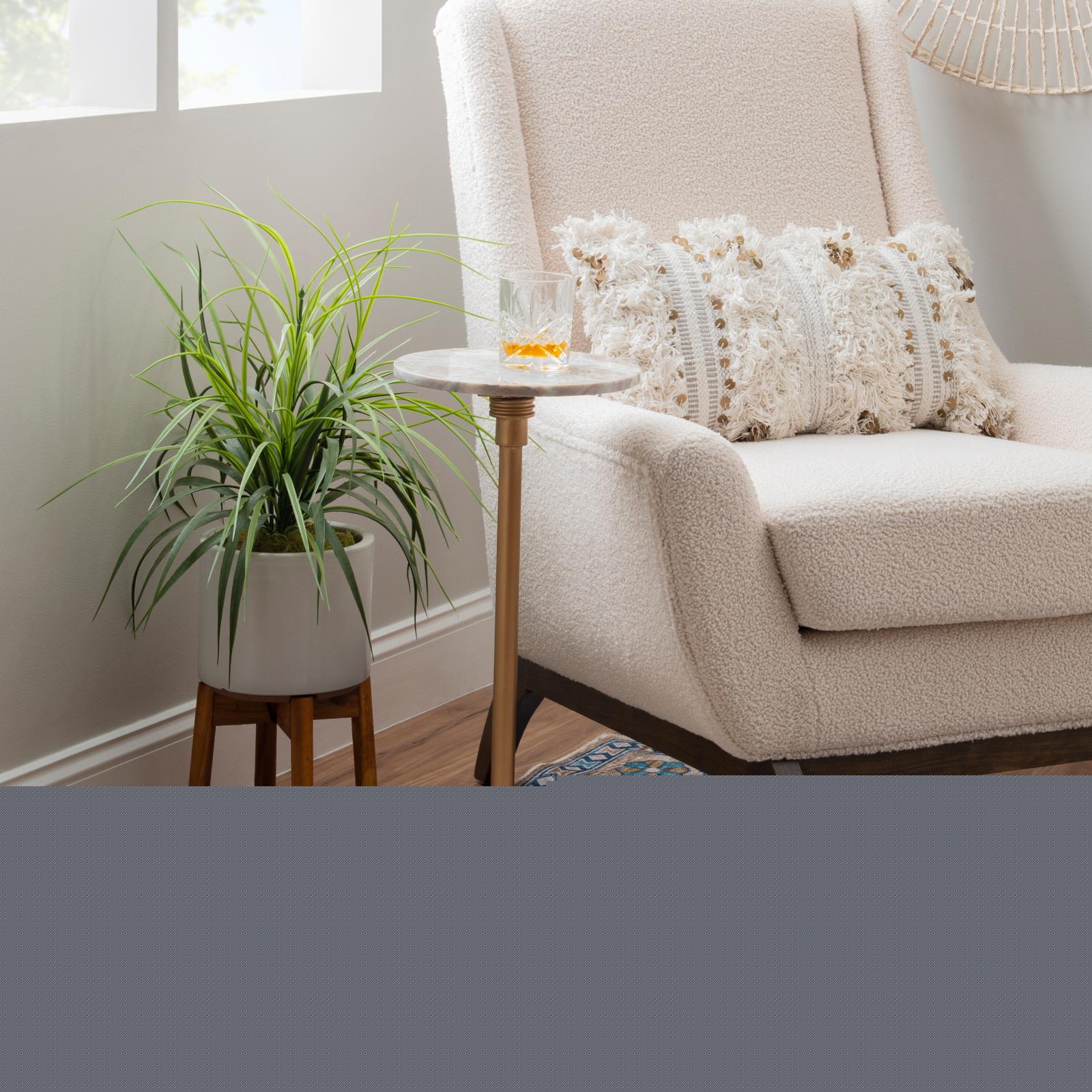 Powell Amyn Round Adjustable Height Drink Table - Gold with Sandy Marble Top