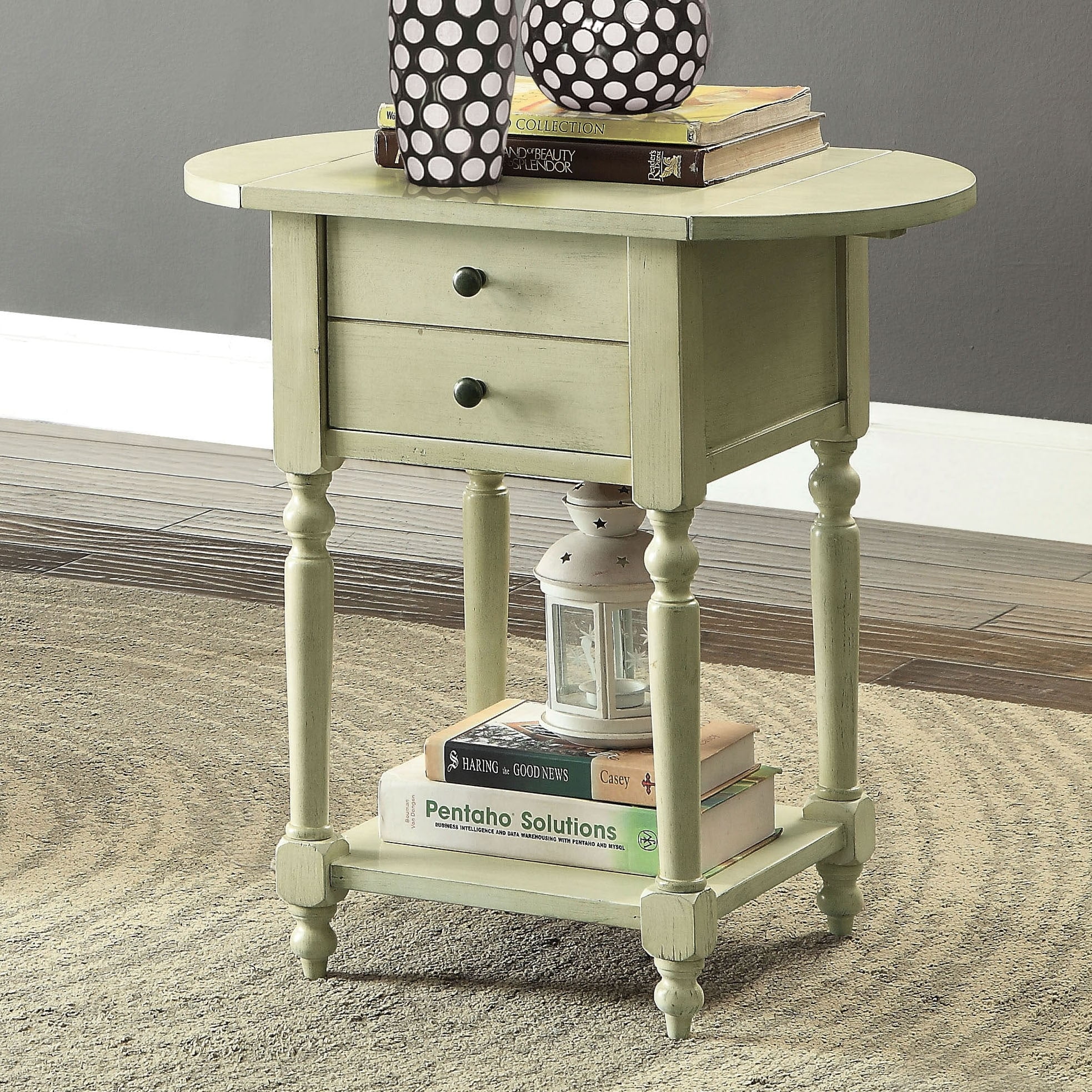 Furniture of America Kist French Country 25-inch Solid Wood 1-Shelf Side Table by  Antique Grey