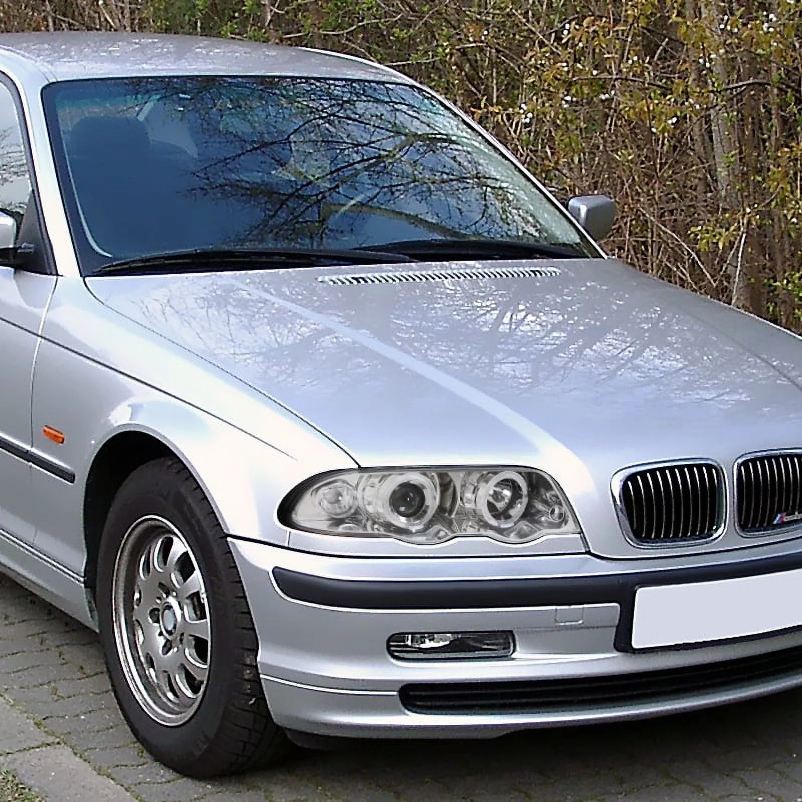 Spec-D Tuning Dual Halo Projector Headlights Chrome for 1999-2001 BMW E46 4Dr 323I 328I 330I Head Light Assembly Left + Right Pair