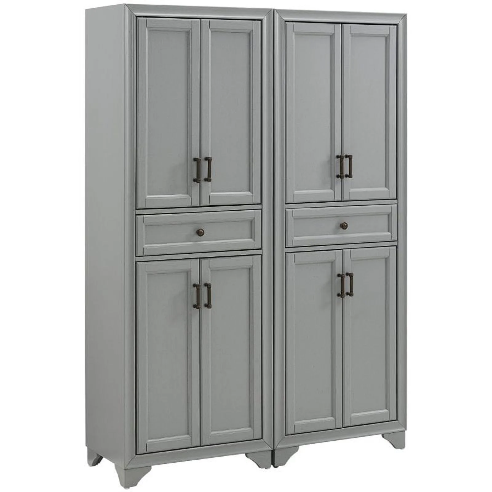 Pemberly Row 4 Door Pantry Set in Distressed Gray (Set of 2)