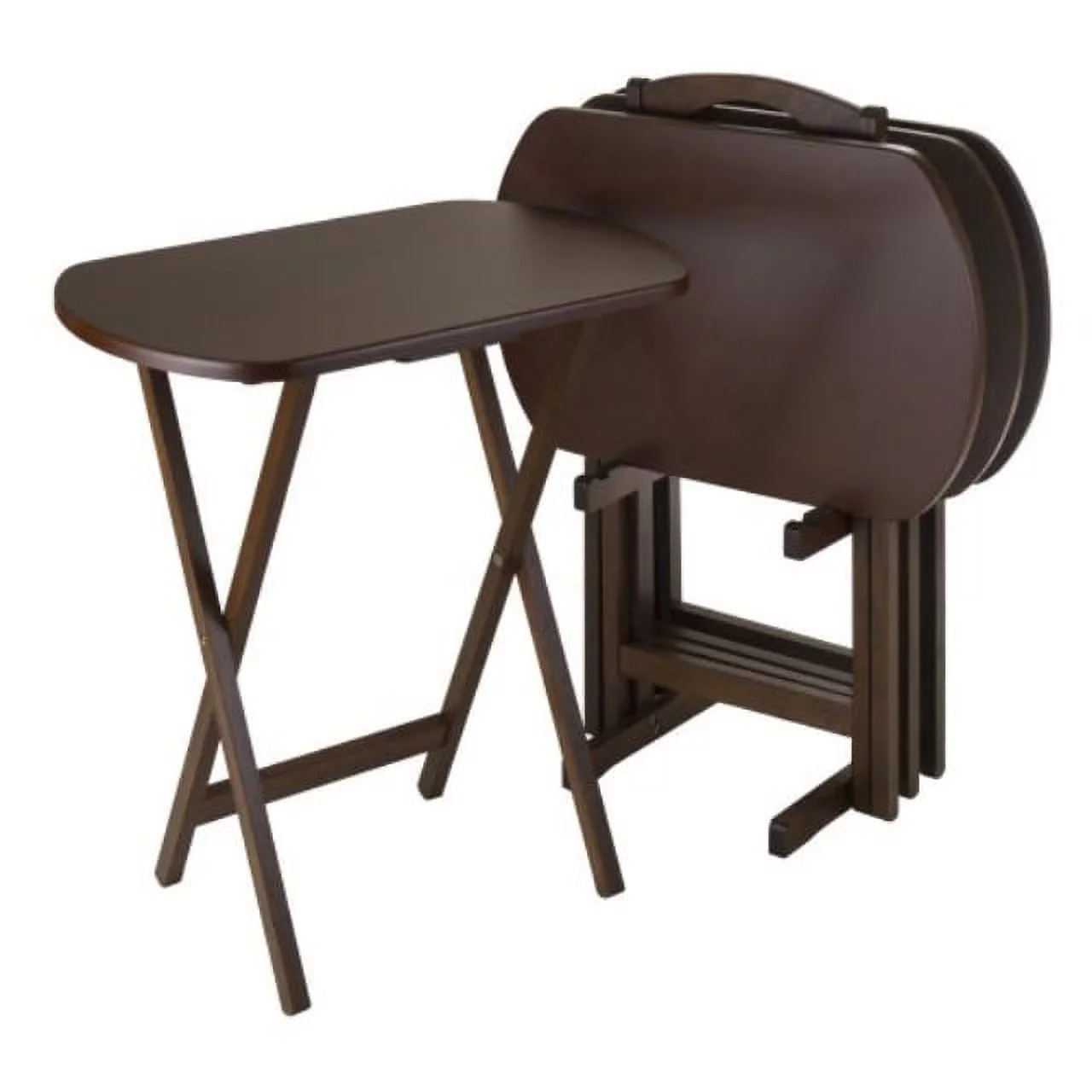 Winsome 94594 5pc TV Table 4 Oblong Tables with Stand-Walnut