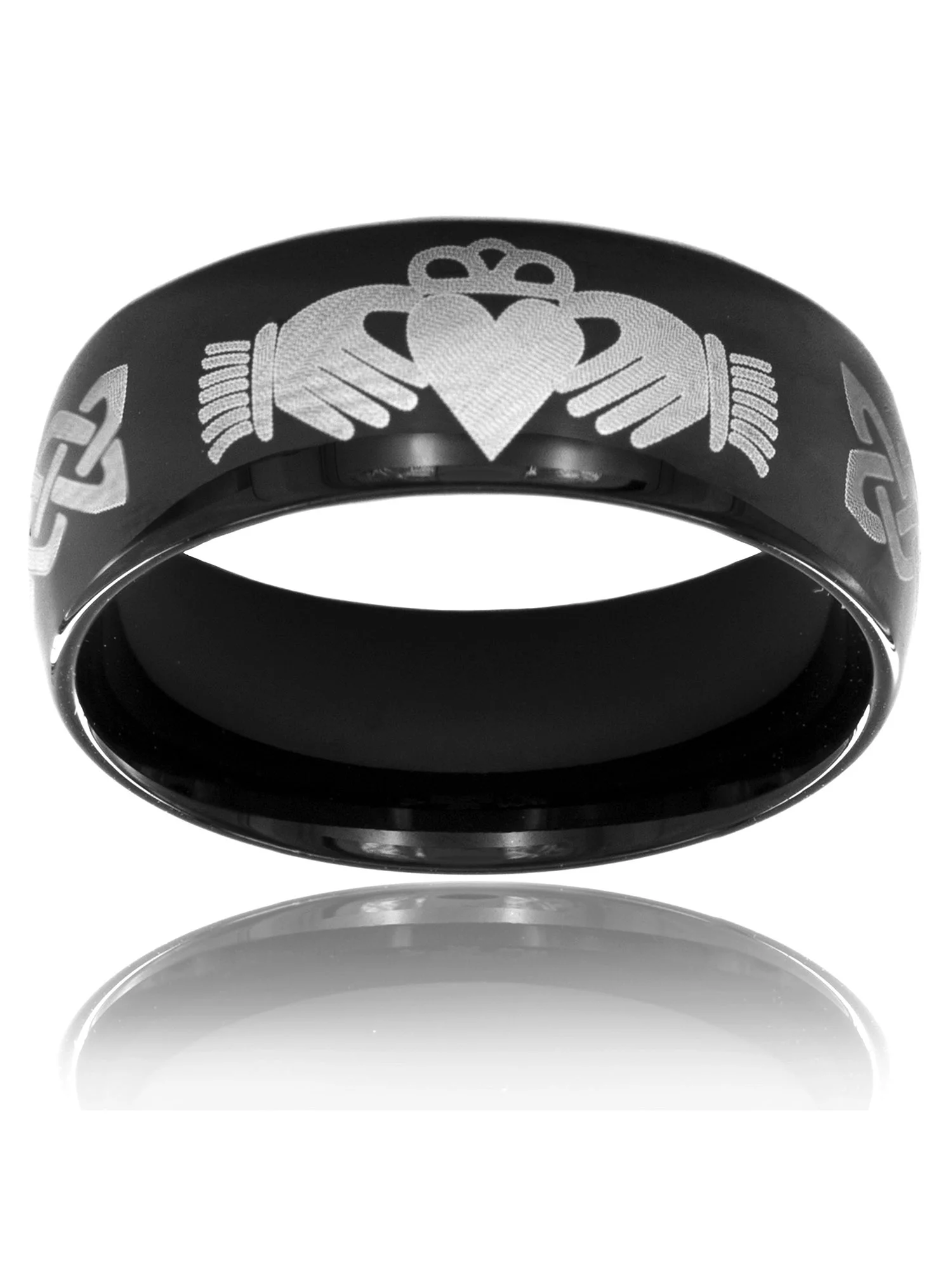 Men's Black-Plated Stainless Steel Claddagh Ring