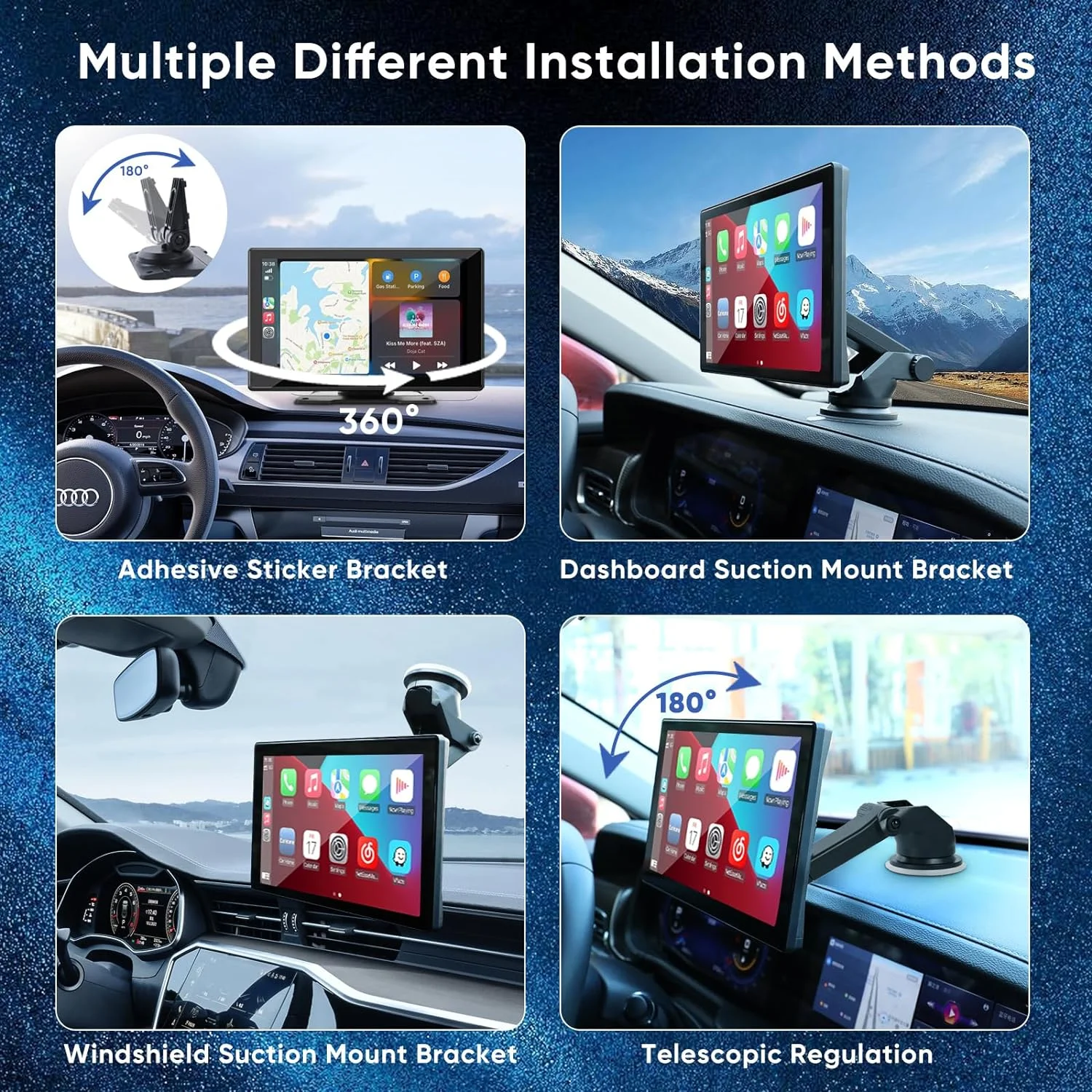 THONZER Portable Wireless Carplay Car Stereo with 2.5K Dash Cam - 9