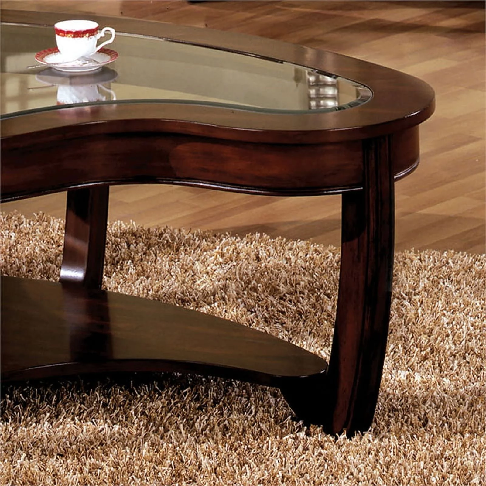 Furniture of America Tunton Solid Wood 1-Shelf Coffee Table in Dark Cherry
