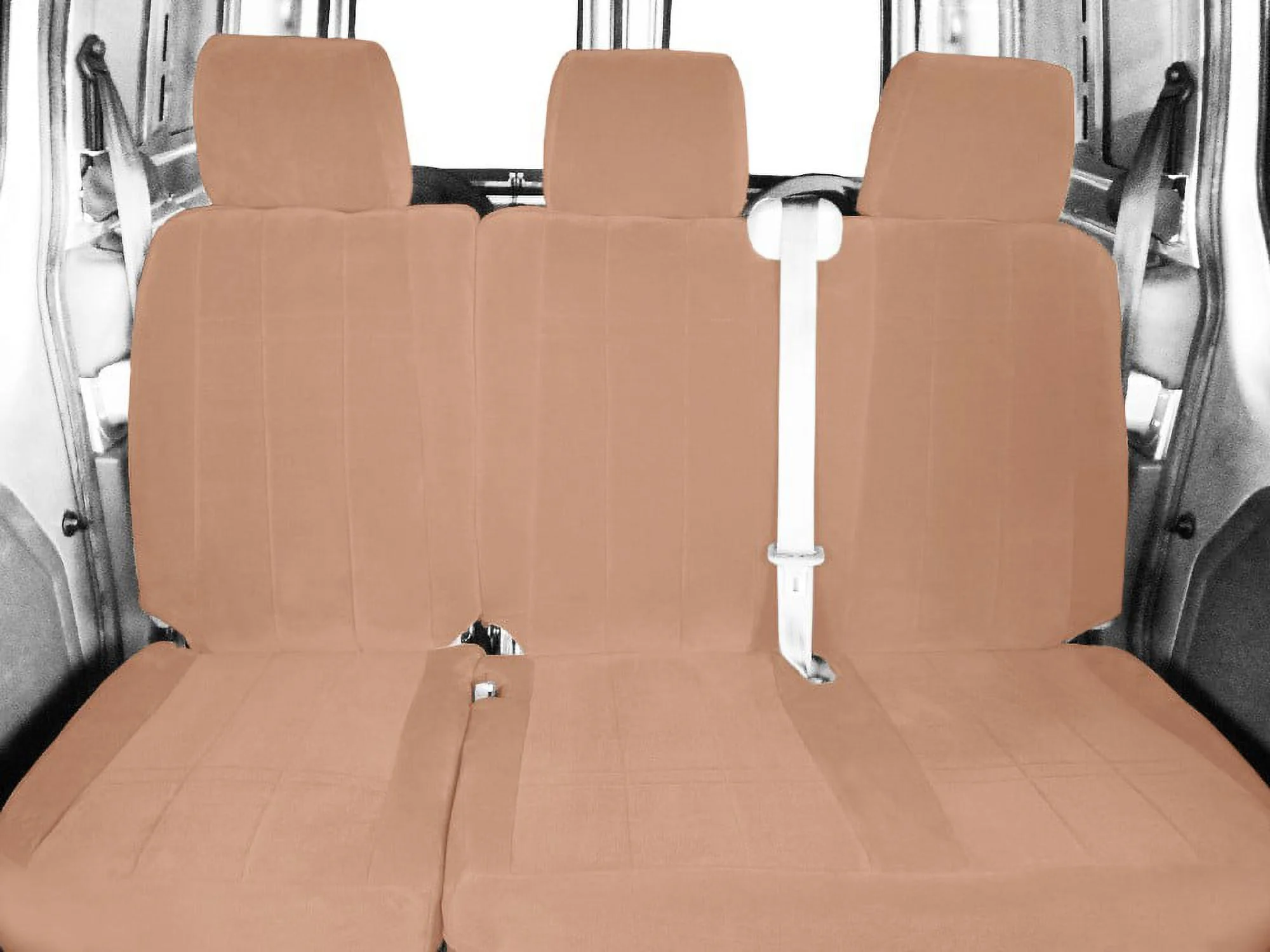 CalTrend Rear 60/40 Split Back & Solid Cushion O.E. Velour Seat Covers for 2020-2022 Nissan Rogue Sport - NS279-06RA Beige Classic Insert and Trim