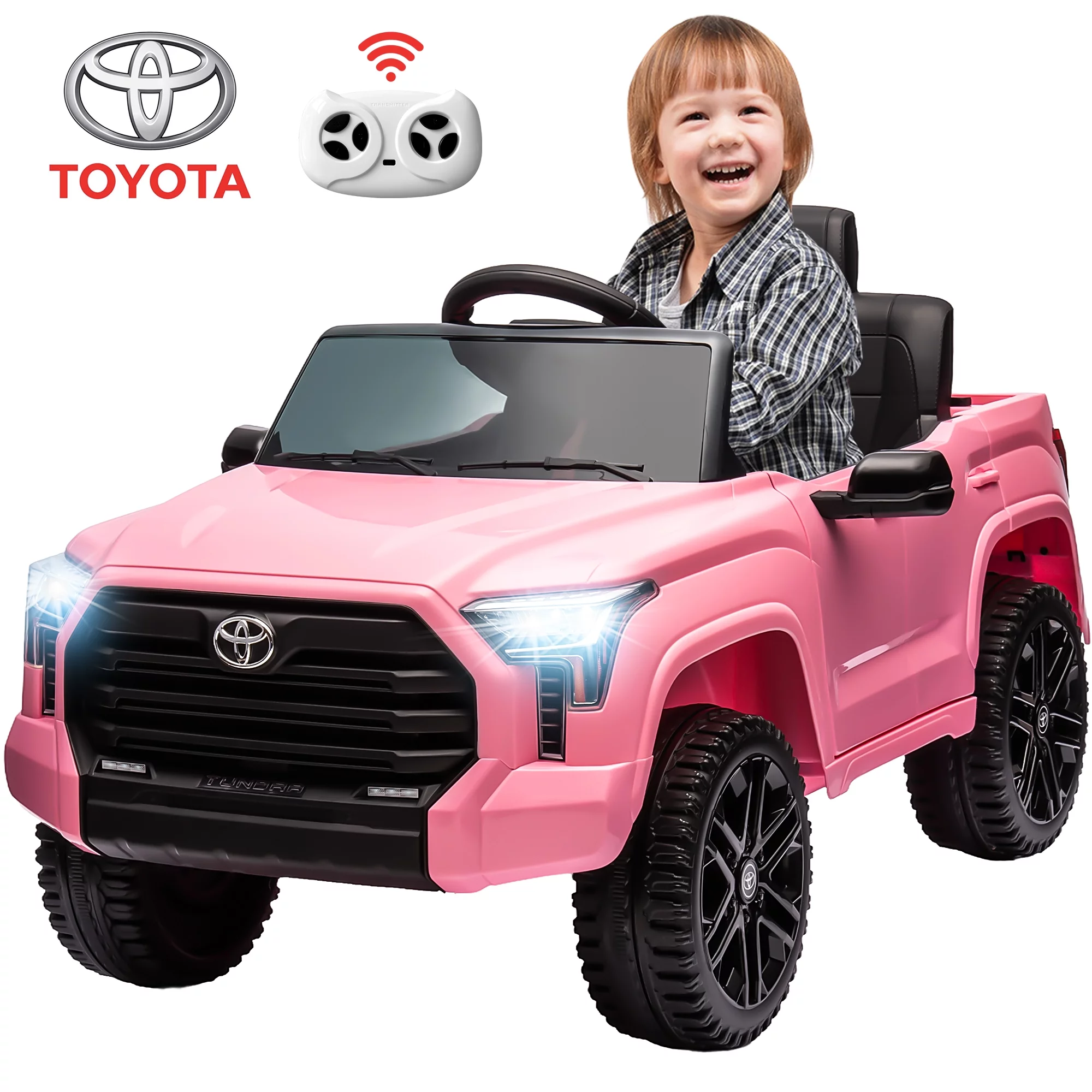 12V Kids Ride on Car Licensed Toyota Tundra Pickup Electric Vehicle with 2.4G Remote Control Powered Ride on Toy for Boys and Girls, Three speed adjustable, Bluetooth, Ride on Truck for 3-5 Years Old