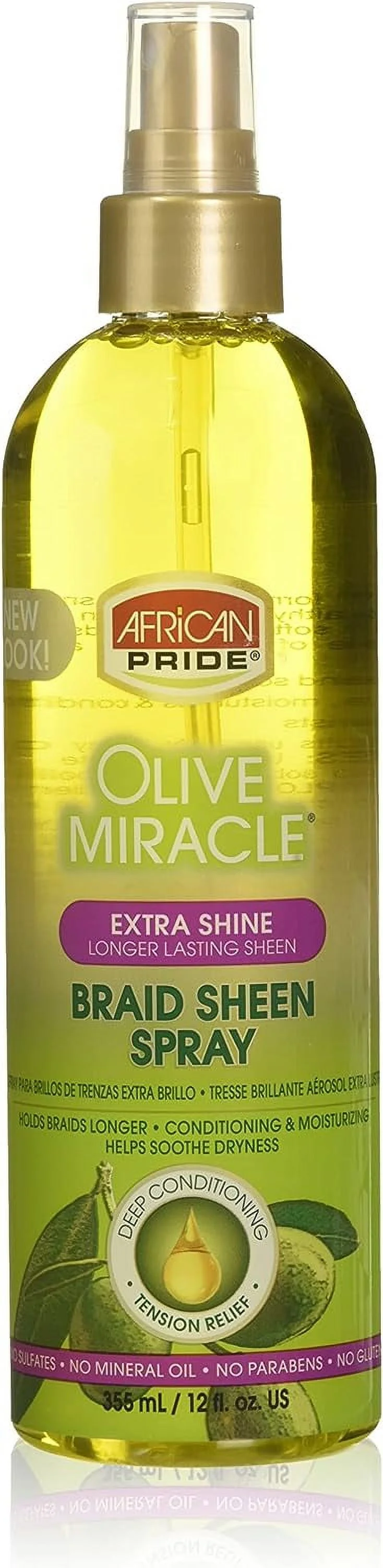 African Pride Braid Sheen Hair Spray, Extra Shine, 12 Oz, 2 Pack
