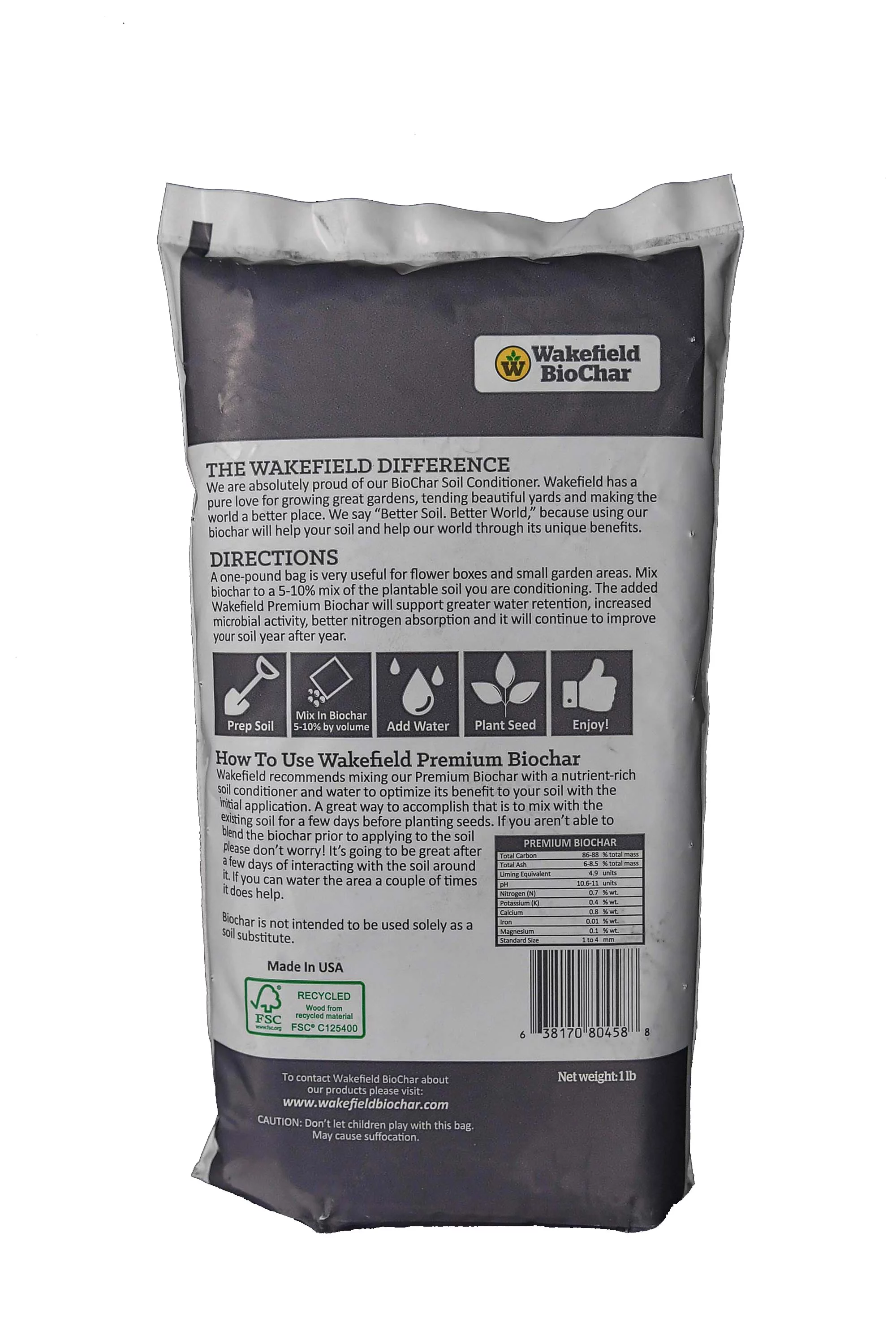 Wakefield 1 Pound Premium Biochar Organic Garden Soil Conditioner