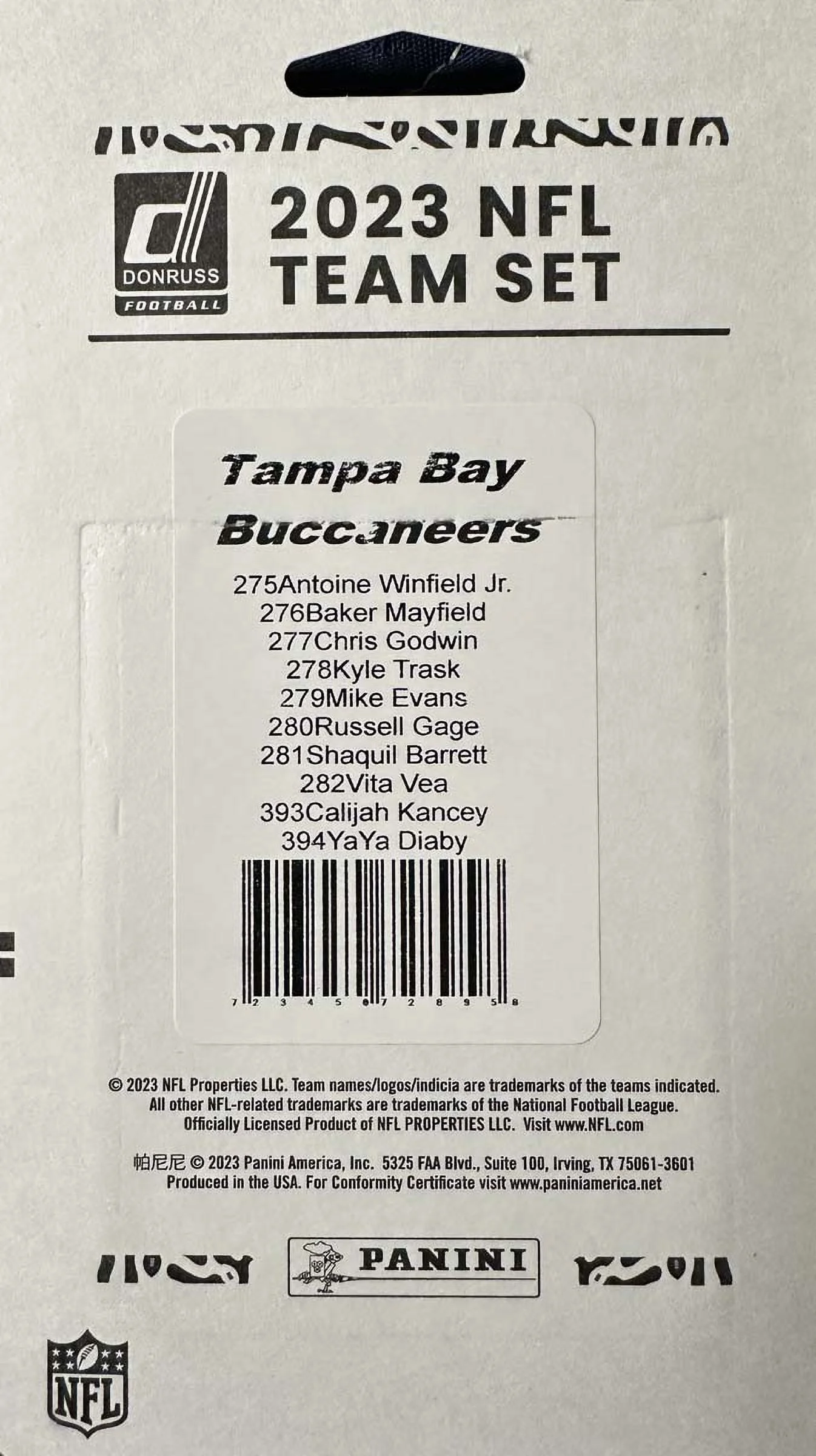 Tampa Bay Buccaneers 2023 Donruss Factory Sealed 10 Card Team Set Featuring Baker Mayfield and Mike Evans Plus Calijak Kancey and YaYa Diaby Rated Rookie Cards