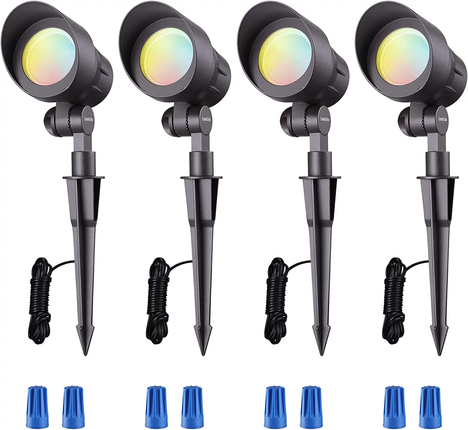 HYUN 3CCT Low Voltage LED Landscape Spotlight, 3000K/4000K/5000K Selectable, CRI90 12V Waterproof Spot Lights, Bronze Die-cast Aluminum Housing Pathway Yard Bush Light, ETL Listed, Pack of 4