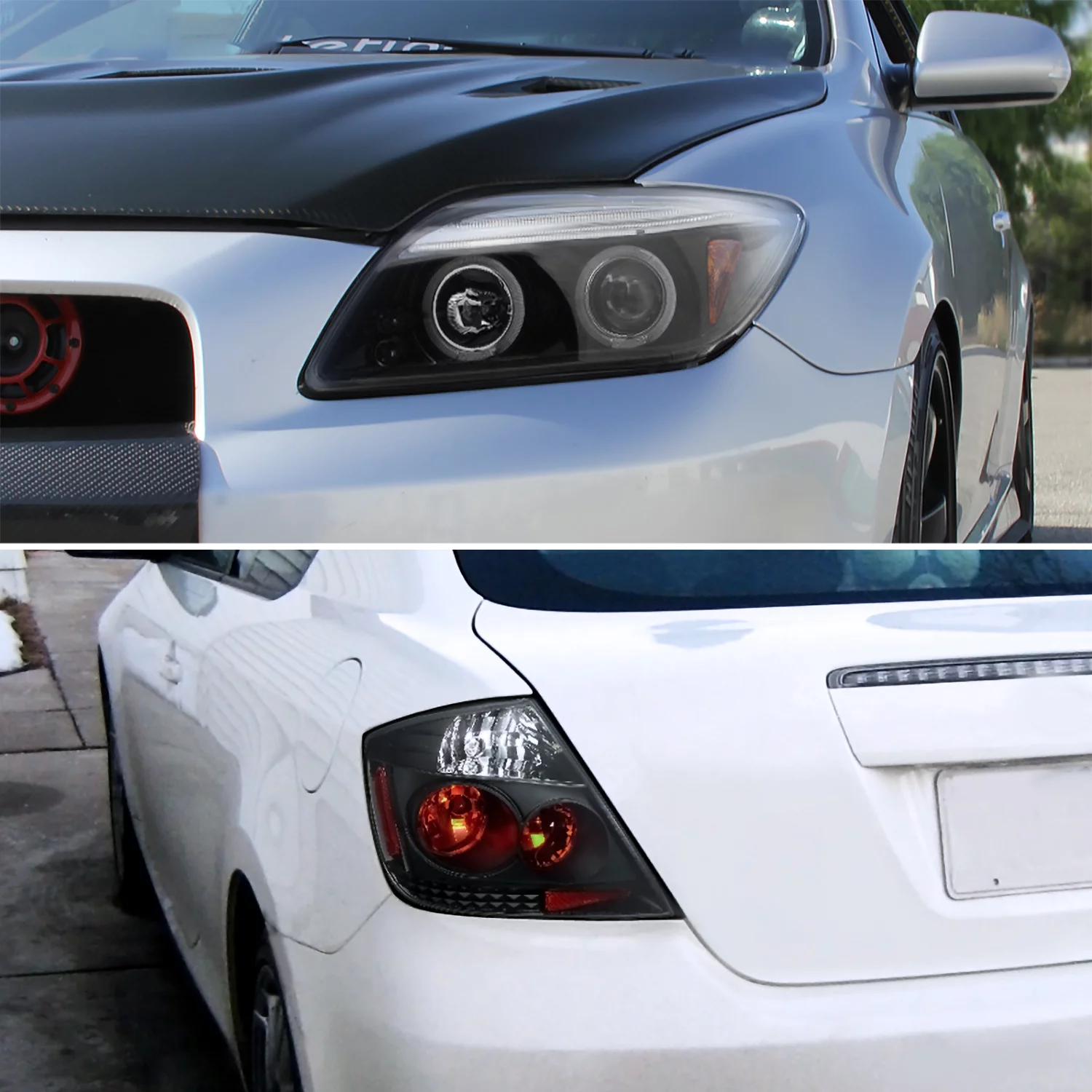 Spec-D Tuning Chrome Clear Halo LED Projector Headlight + LED Fog Lamp Compatible with tC Polished Left + Right Pair Headlamps Assembly