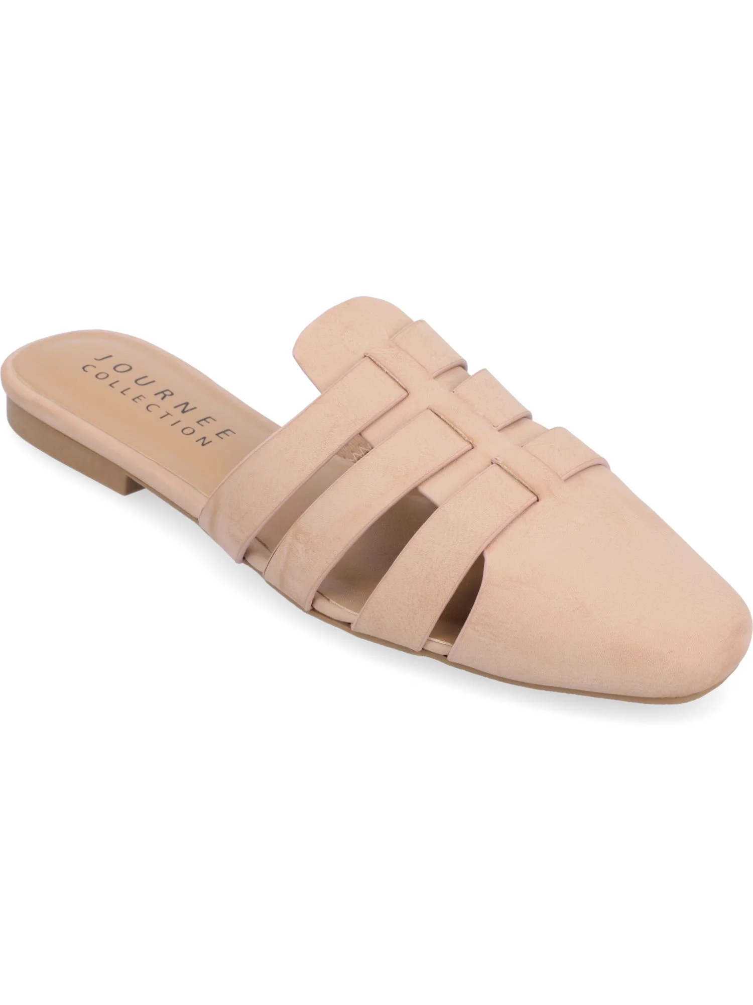JOURNEE COLLECTION Womens Beige Padded Strappy Jazybell Square Toe Slip On Mules 8