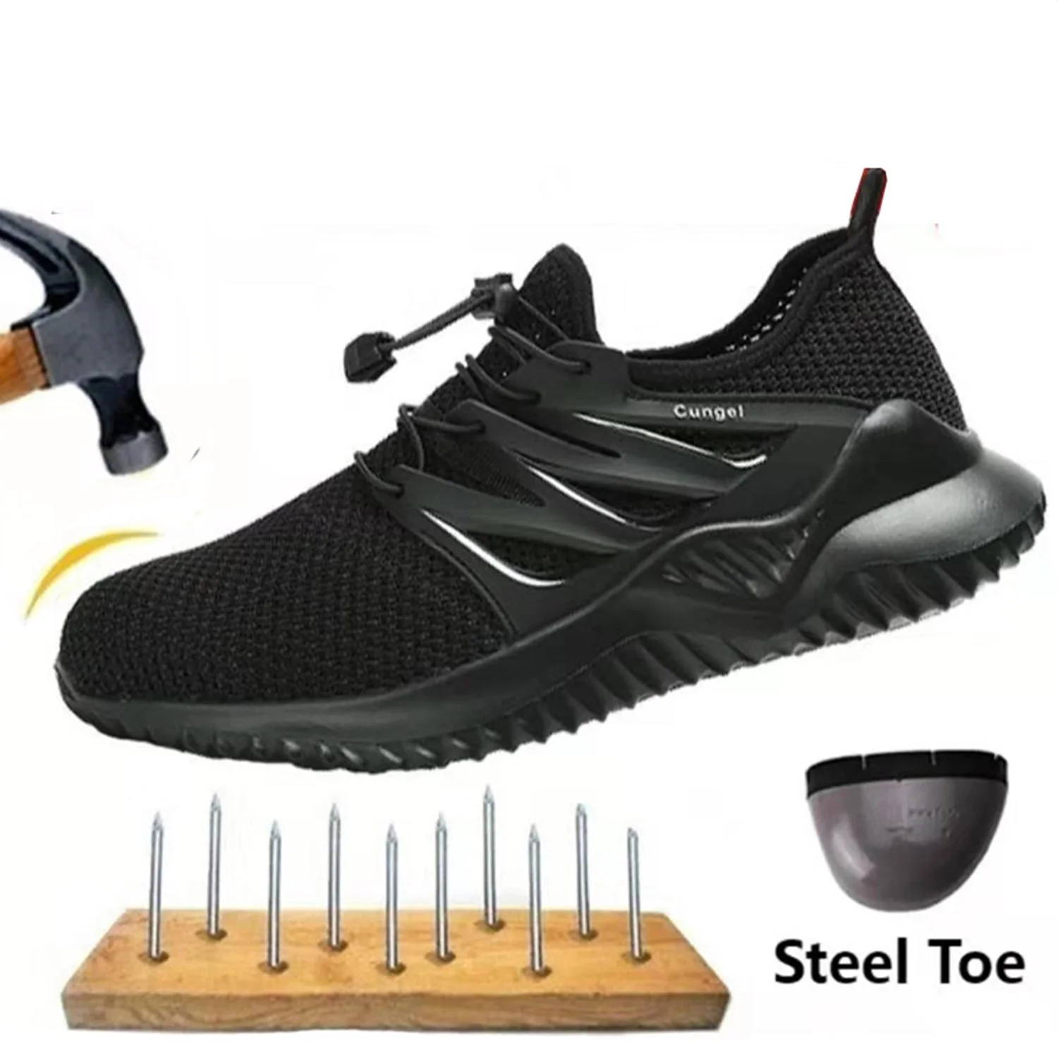 Lopsie Composite Steel Toe Sneakers for Men Comfortable Safety Slip on Men's Work Shoes