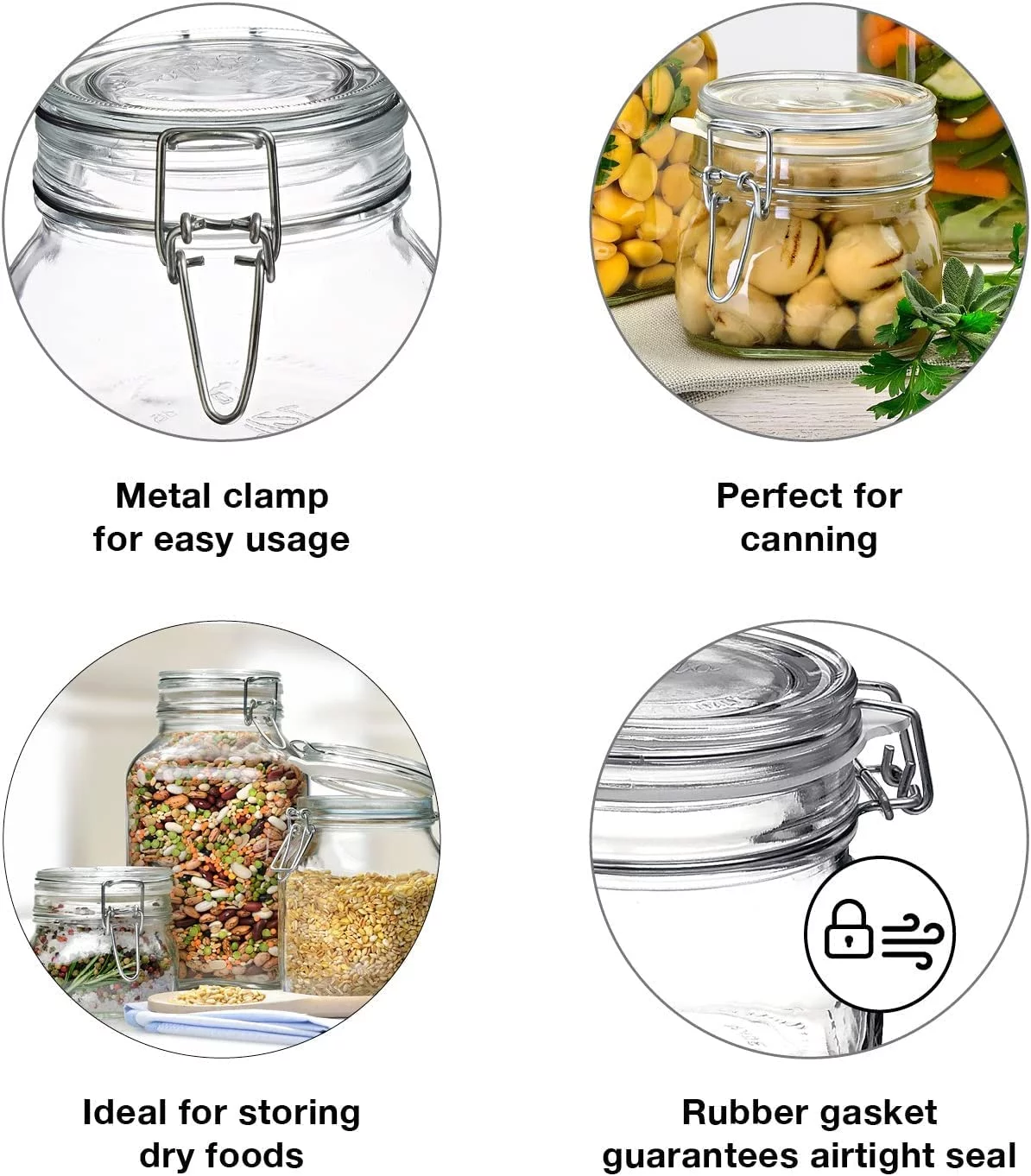 Bormioli Rocco Fido Collection, 2 Pack, 67.75 Oz. Food Storage Glass Jars